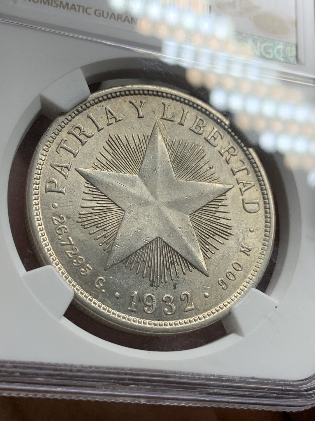 《竞宝斋》第77场-本周日，周一，周四3场拍卖（全场不限金额包邮） NGC-MS61 古巴 1932年 大五星一比索 银币 原光好品 暴涨品种