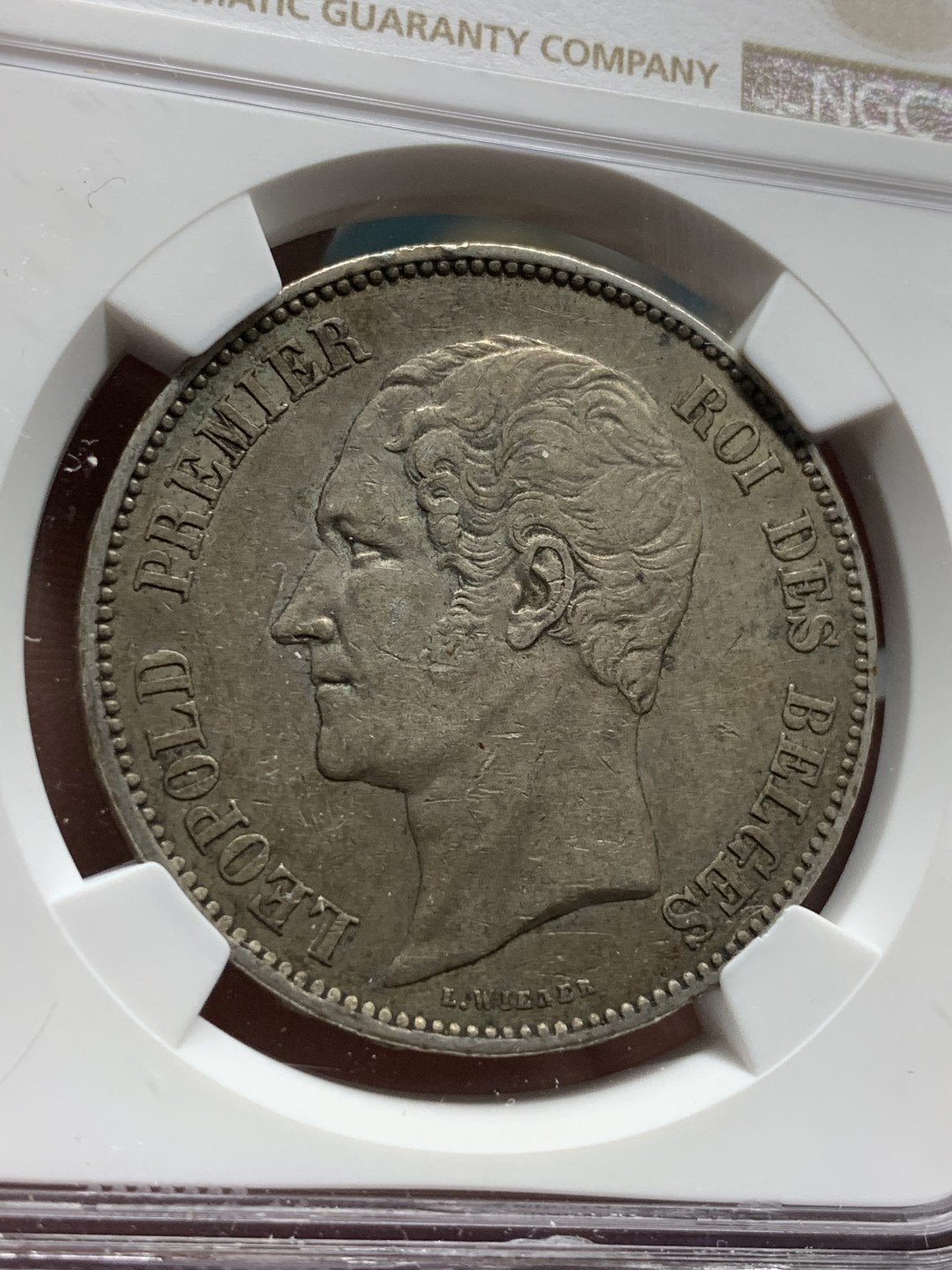 《竞宝斋》第77场-本周日，周一，周四3场拍卖（全场不限金额包邮） NGC-XF45 比利时 1850年 利奥波德一世 5法郎大银币 无点版 原味老包浆