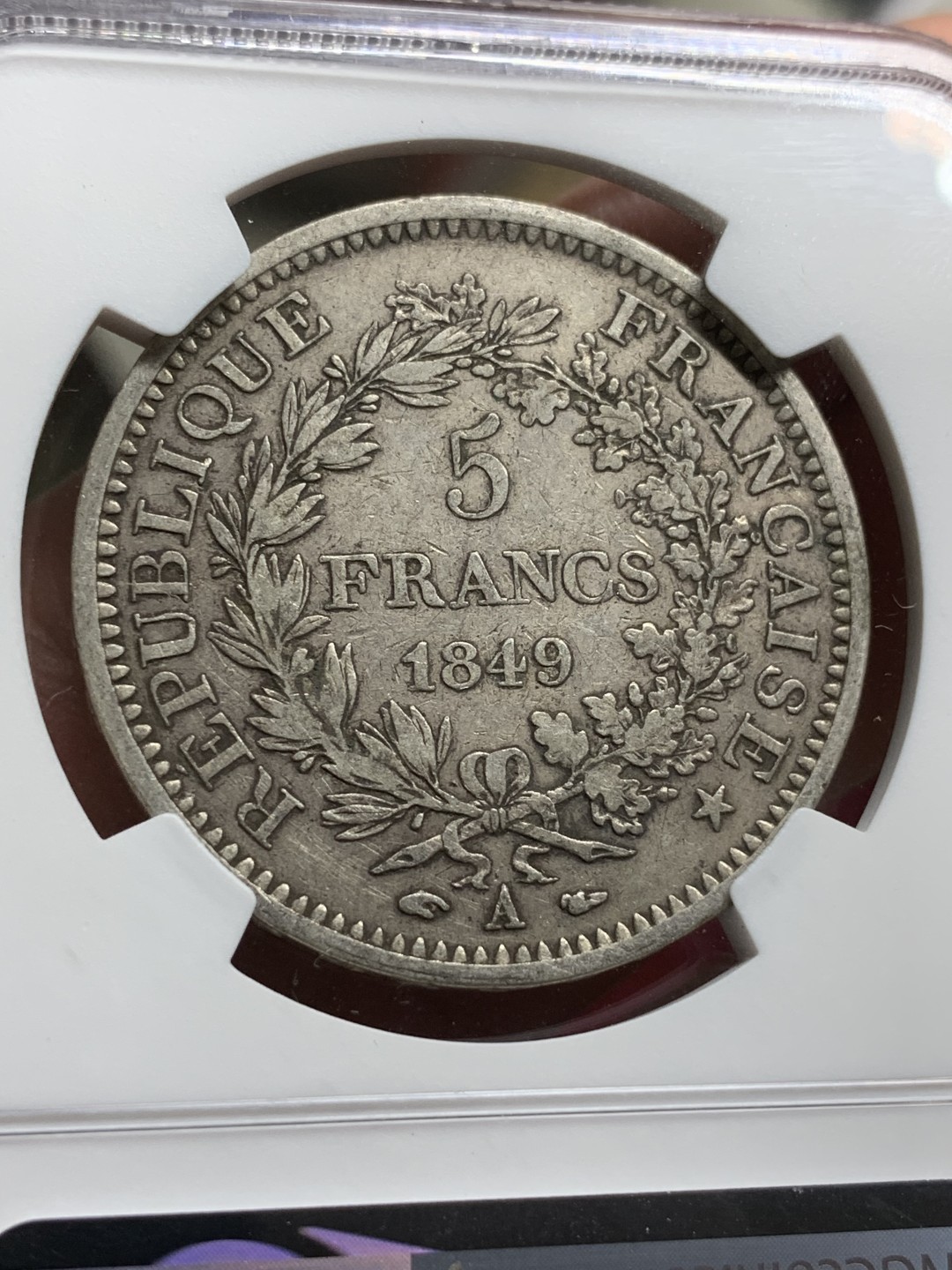 《竞宝斋》第77场-本周日，周一，周四3场拍卖（全场不限金额包邮） NGC-XF40 法国 1849-A年 早期大力神5法郎大银币 原味老包浆