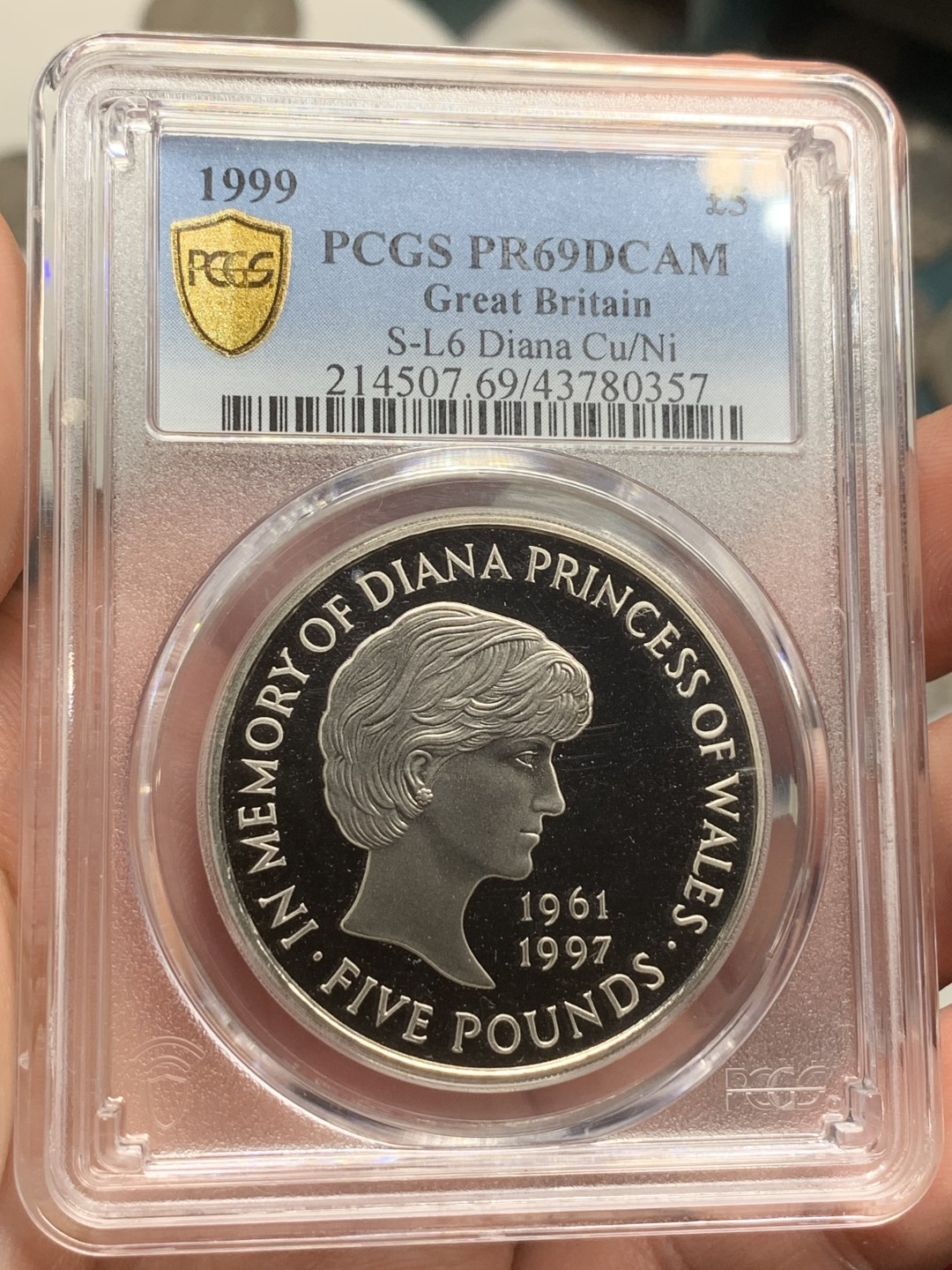 《竞宝斋》第77场-本周日，周一，周四3场拍卖（全场不限金额包邮） PCGS-PR69DCAM 英国1999年 5英镑 戴安娜王妃纪念币