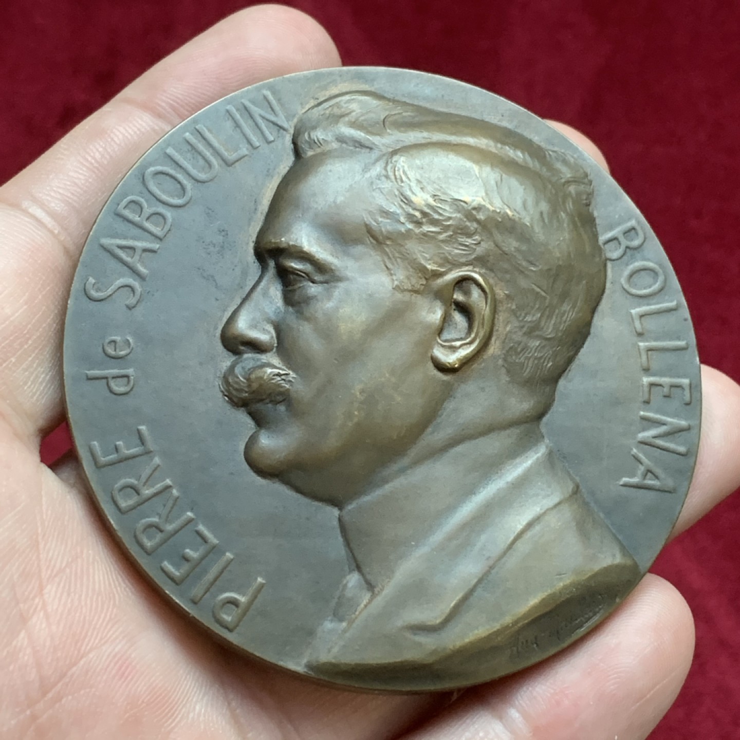 《竞宝斋》第77场-本周日，周一，周四3场拍卖（全场不限金额包邮） 1931年法国皮埃尔纪念铜章，直径67mm，重量164g，浮雕大铜章。