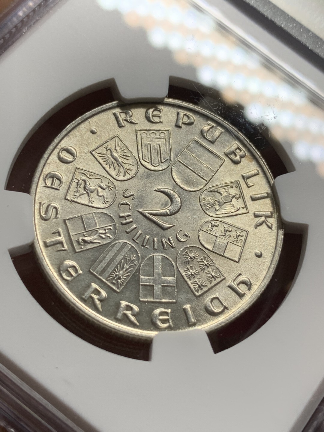 《竞宝斋》第77场-本周日，周一，周四3场拍卖（全场不限金额包邮） NGC-MS62 奥地利 1931年 莫扎特 2先令银币 较少见