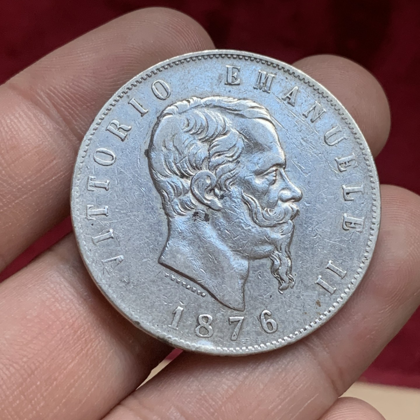 《竞宝斋》第77场-本周日，周一，周四3场拍卖（全场不限金额包邮） 意大利 1876年R版 伊曼纽尔二世 5里拉银币