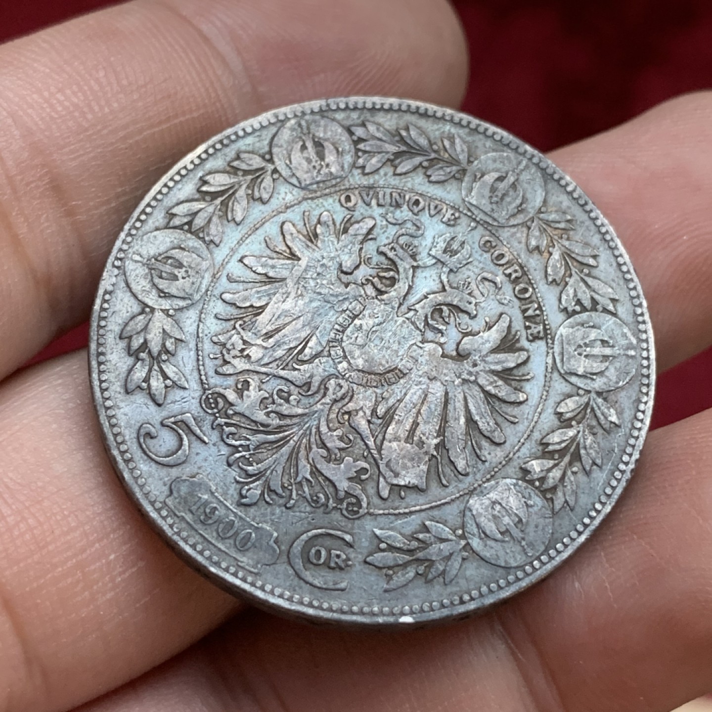 《竞宝斋》第77场-本周日，周一，周四3场拍卖（全场不限金额包邮） 奥地利 1900年 弗朗茨.约瑟夫一世 5克朗银币 双面黑包浆 美品大老黑