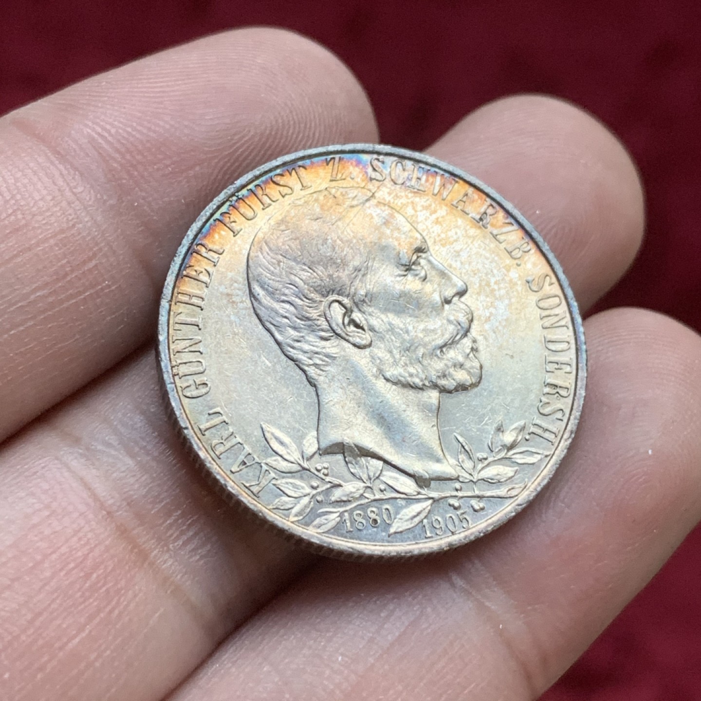 《竞宝斋》第77场-本周日，周一，周四3场拍卖（全场不限金额包邮） 1905年施瓦茨堡桑德斯豪森2马克 银币