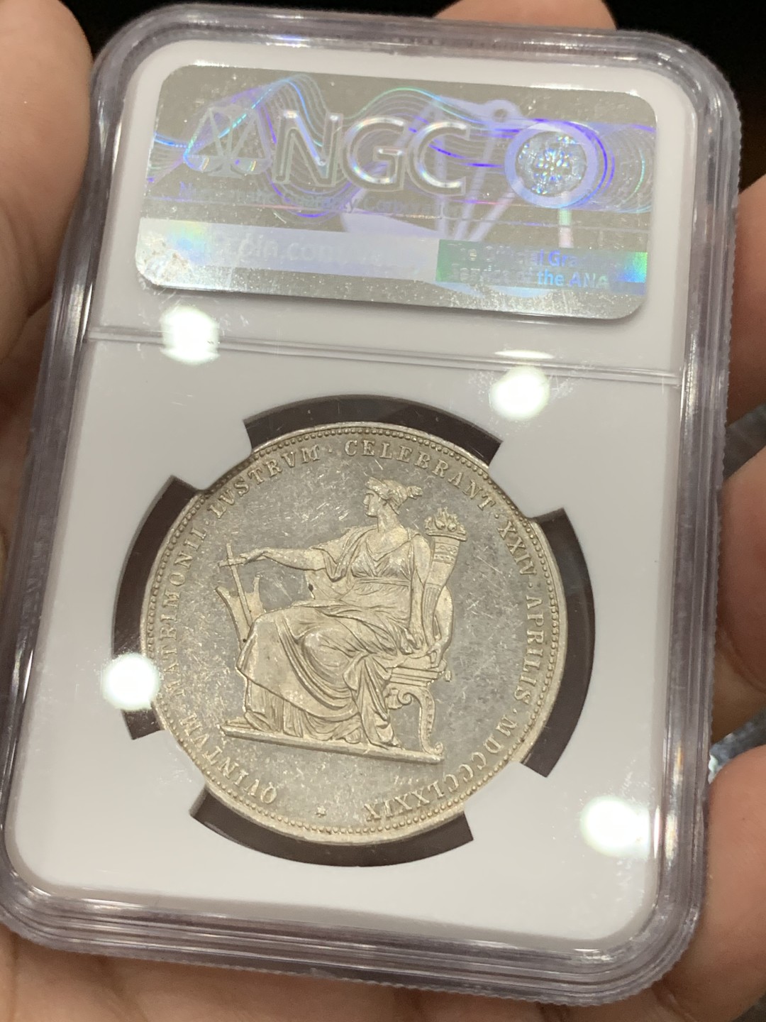 《竞宝斋》第77场-本周日，周一，周四3场拍卖（全场不限金额包邮） NGC MS62 原光奥地利1879年茜茜公主结婚纪念双弗洛林银币