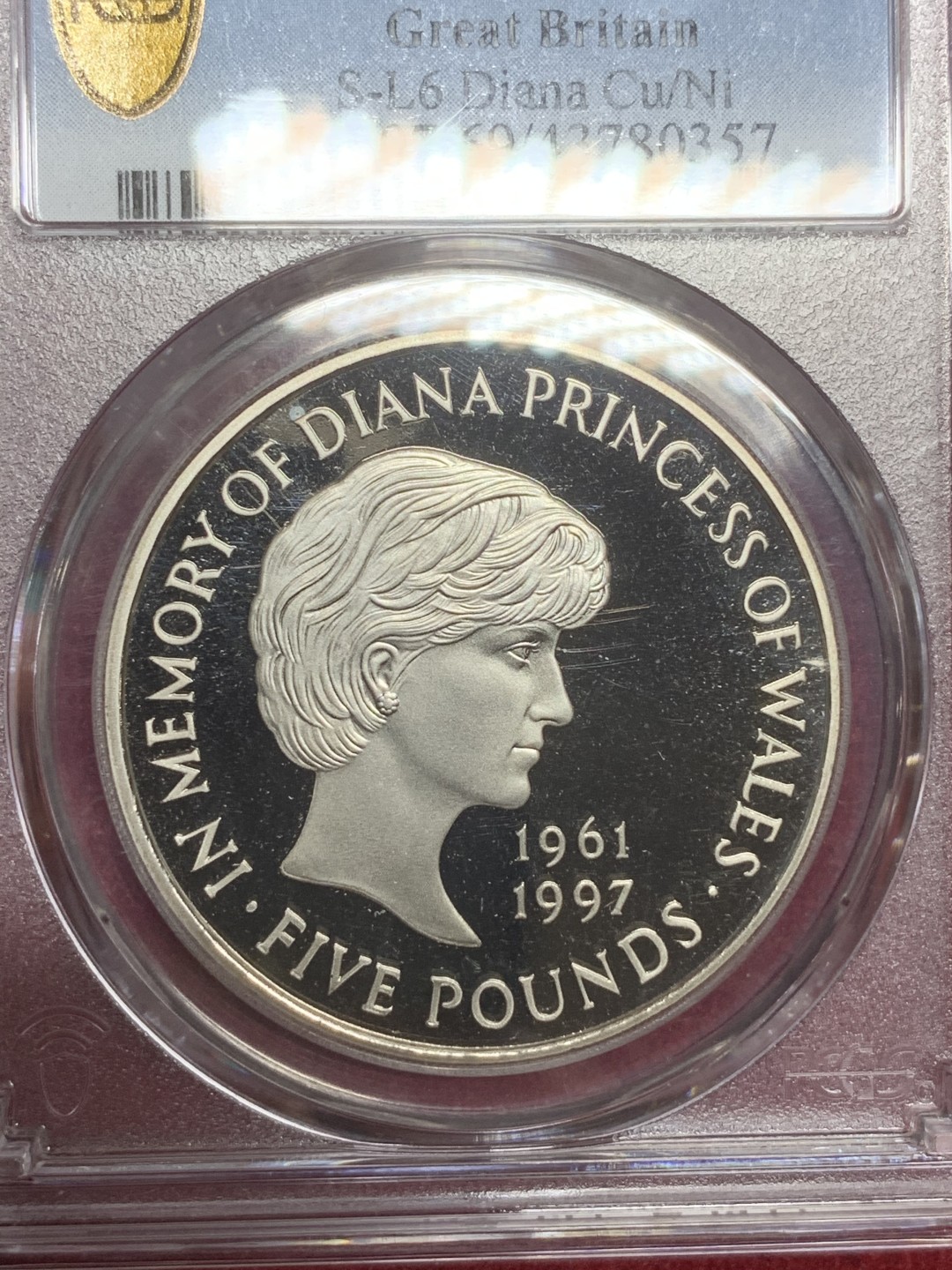 《竞宝斋》第77场-本周日，周一，周四3场拍卖（全场不限金额包邮） PCGS-PR69DCAM 英国1999年 5英镑 戴安娜王妃纪念币