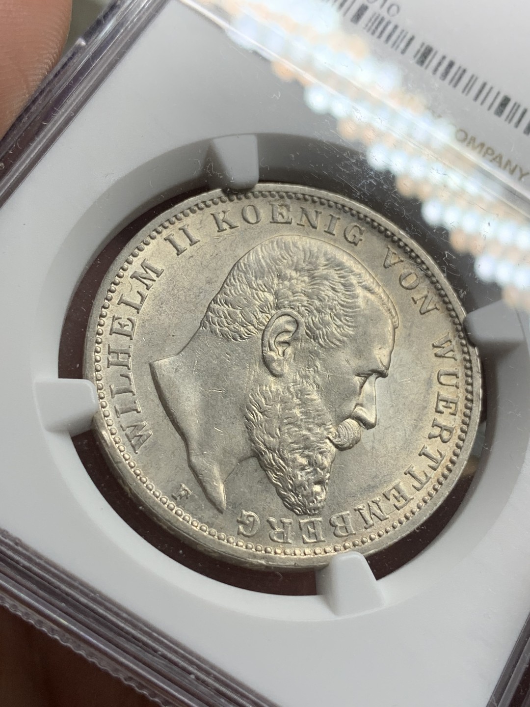 《竞宝斋》第77场-本周日，周一，周四3场拍卖（全场不限金额包邮） NGC-MS62 德国符腾堡 1914年 威廉二世 3马克银币 原光好品 这品种能上MS少见