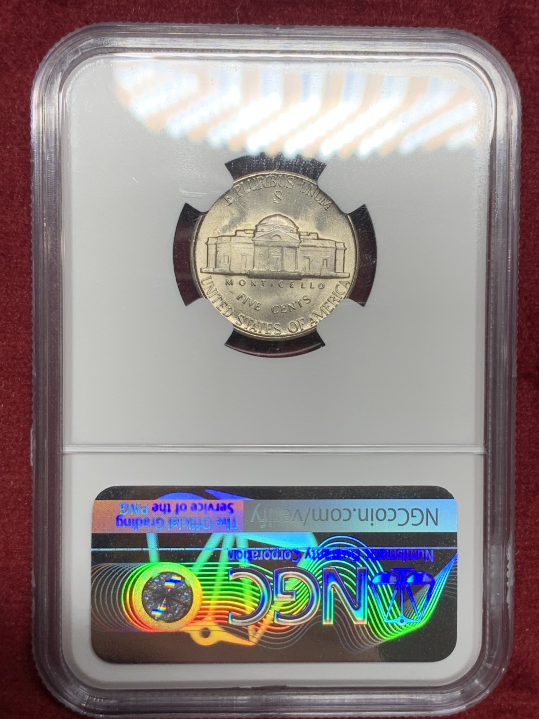 《竞宝斋》第77场-本周日，周一，周四3场拍卖（全场不限金额包邮） NGC-MS64 美国 1945年 杰弗逊战时五美分 1942-1945这三年为战时含银版五美分