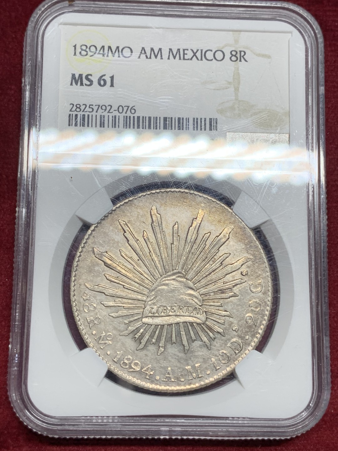 《竞宝斋》第77场-本周日，周一，周四3场拍卖（全场不限金额包邮） NGC MS61 墨西哥 1894 MO 8R花边 鹰洋 原味包浆 细节优秀