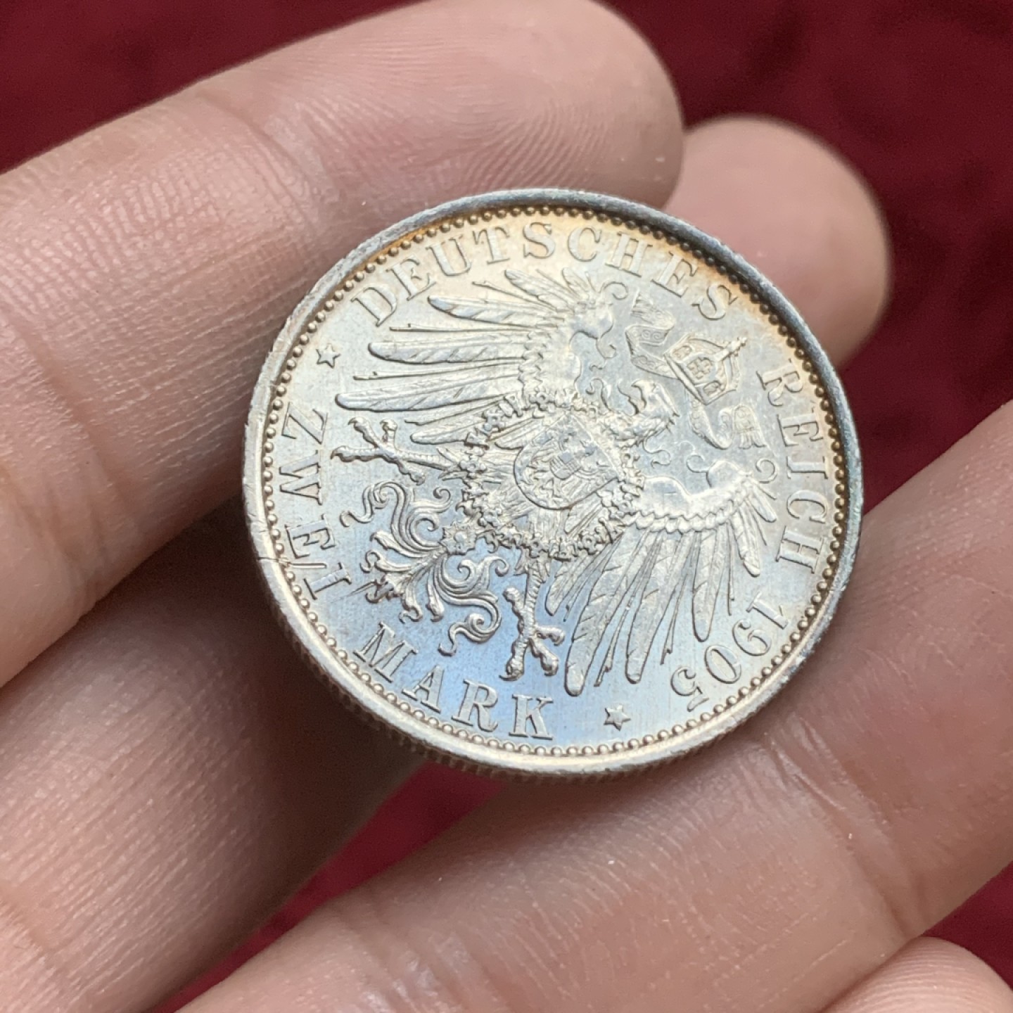 《竞宝斋》第77场-本周日，周一，周四3场拍卖（全场不限金额包邮） 1905年施瓦茨堡桑德斯豪森2马克 银币