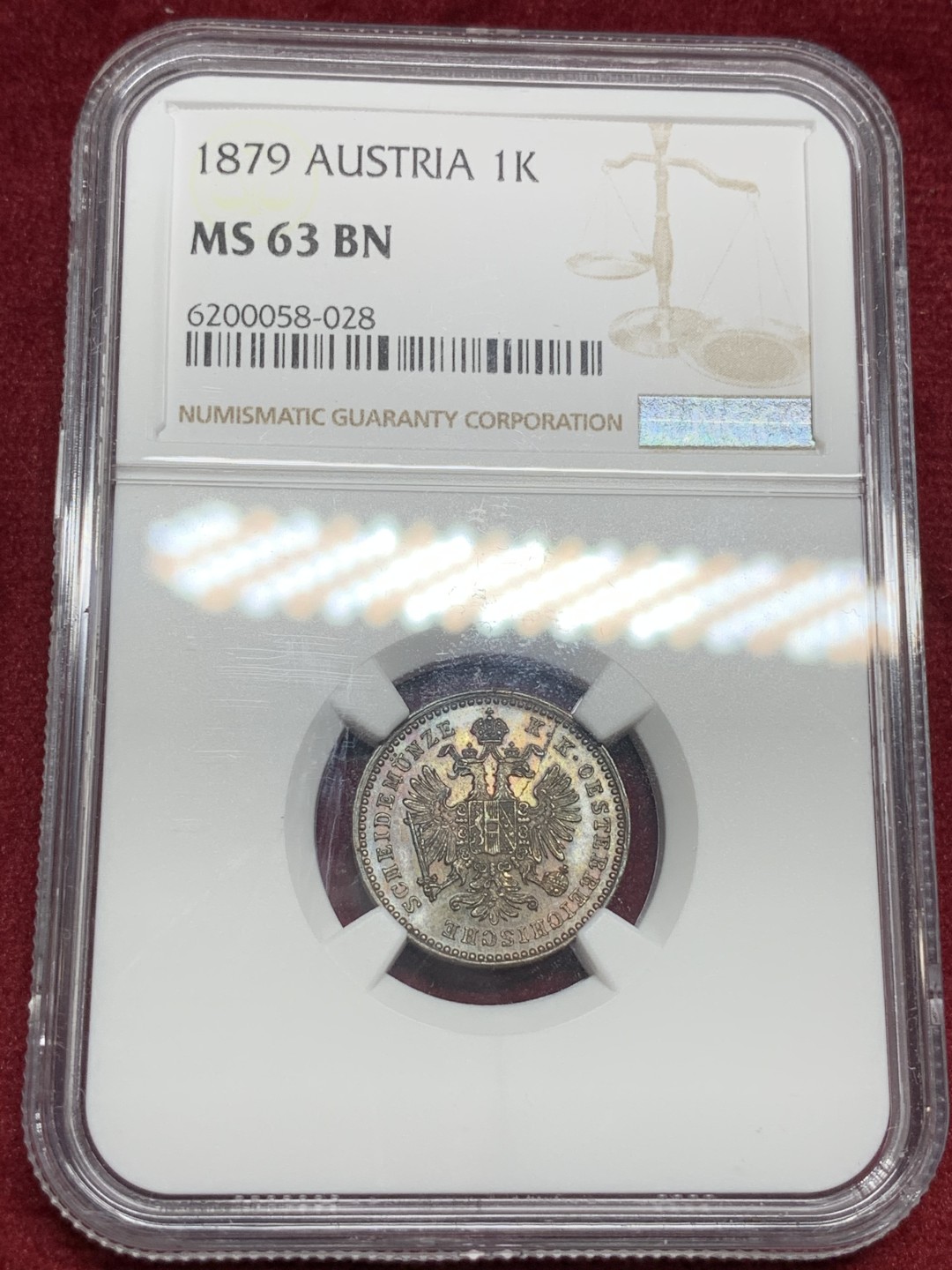 《竞宝斋》第77场-本周日，周一，周四3场拍卖（全场不限金额包邮） NGC MS63BN 奥地利1879年1克鲁泽铜币