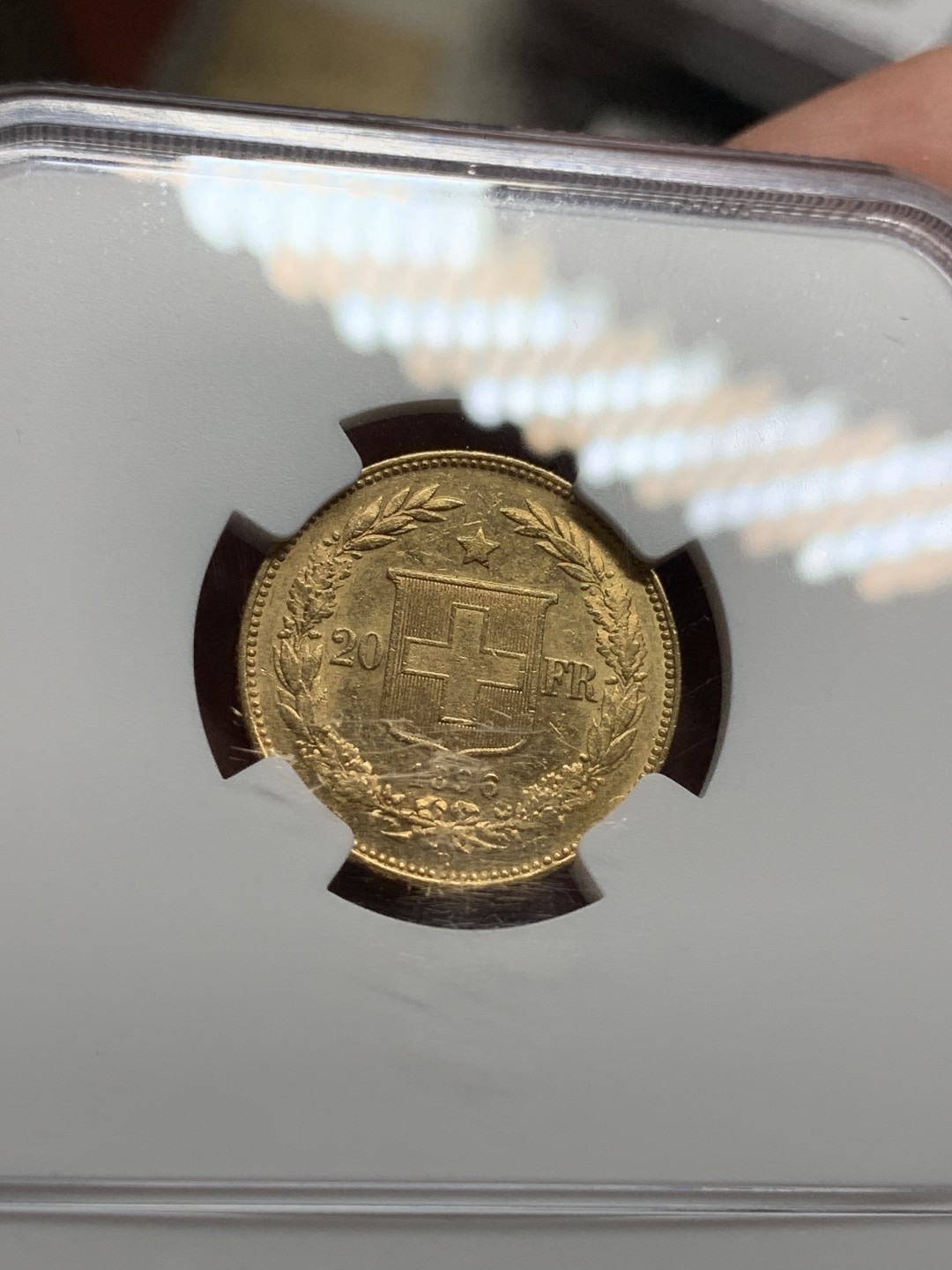 《竞宝斋》第77场-本周日，周一，周四3场拍卖（全场不限金额包邮） NGC-MS62 瑞士 1896年 早期自由女神头像 20法郎金币 早期高分 稀少