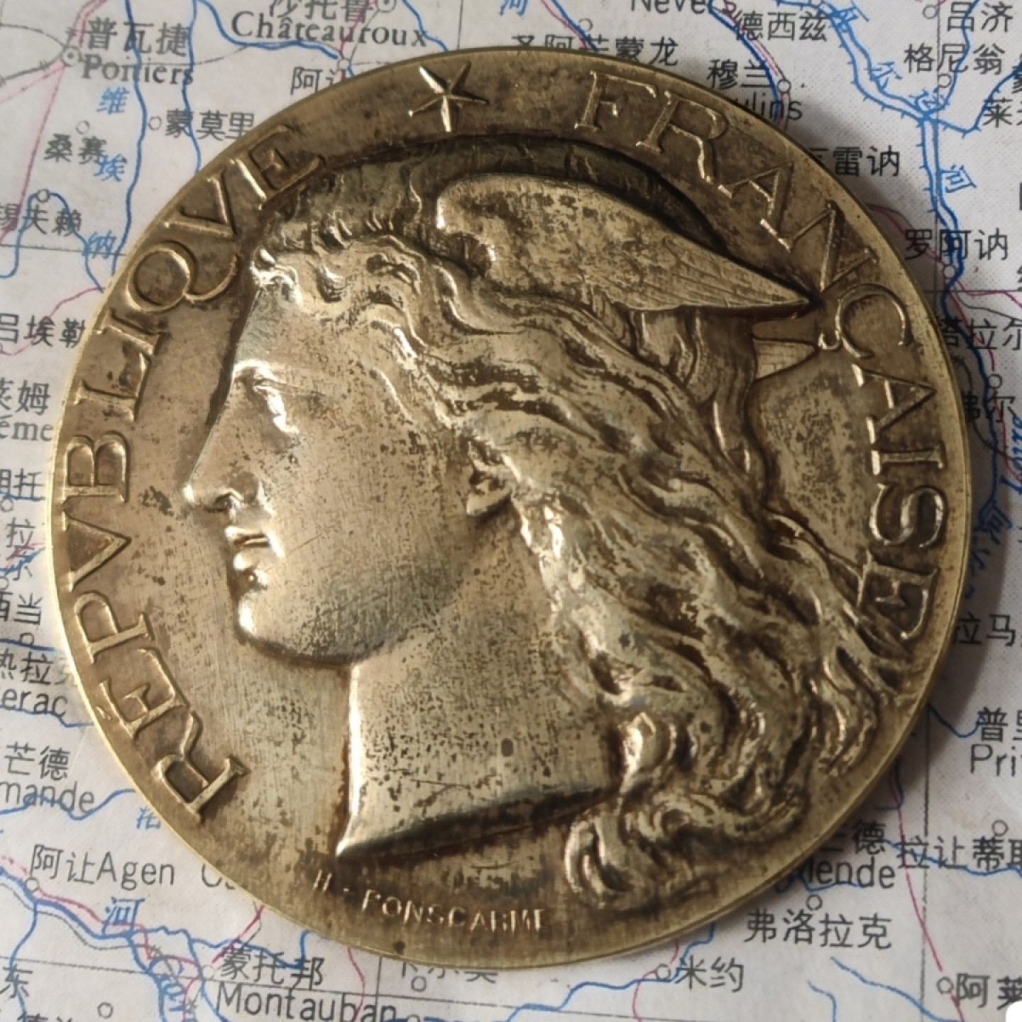 gush小明220727 法国1882墨丘利银章 巴黎造币厂丰饶角银标