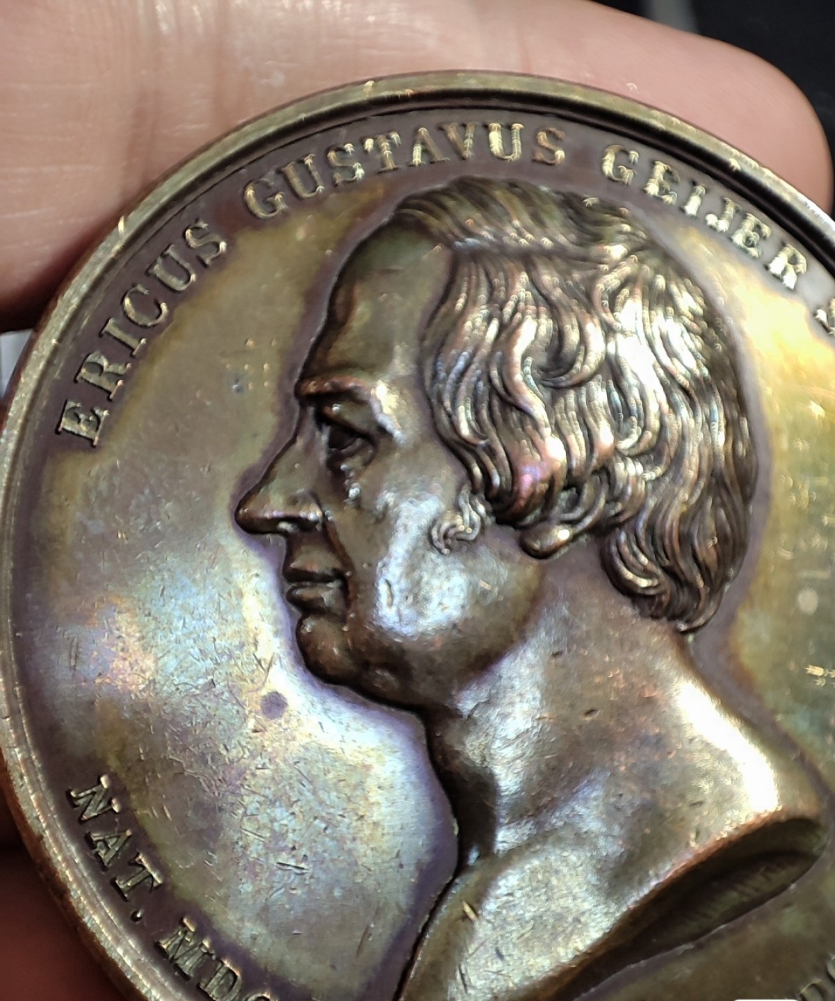 gush小明220727 瑞典历史学家埃里克.古斯塔夫.盖耶1850铜章 很厚实，品相如图