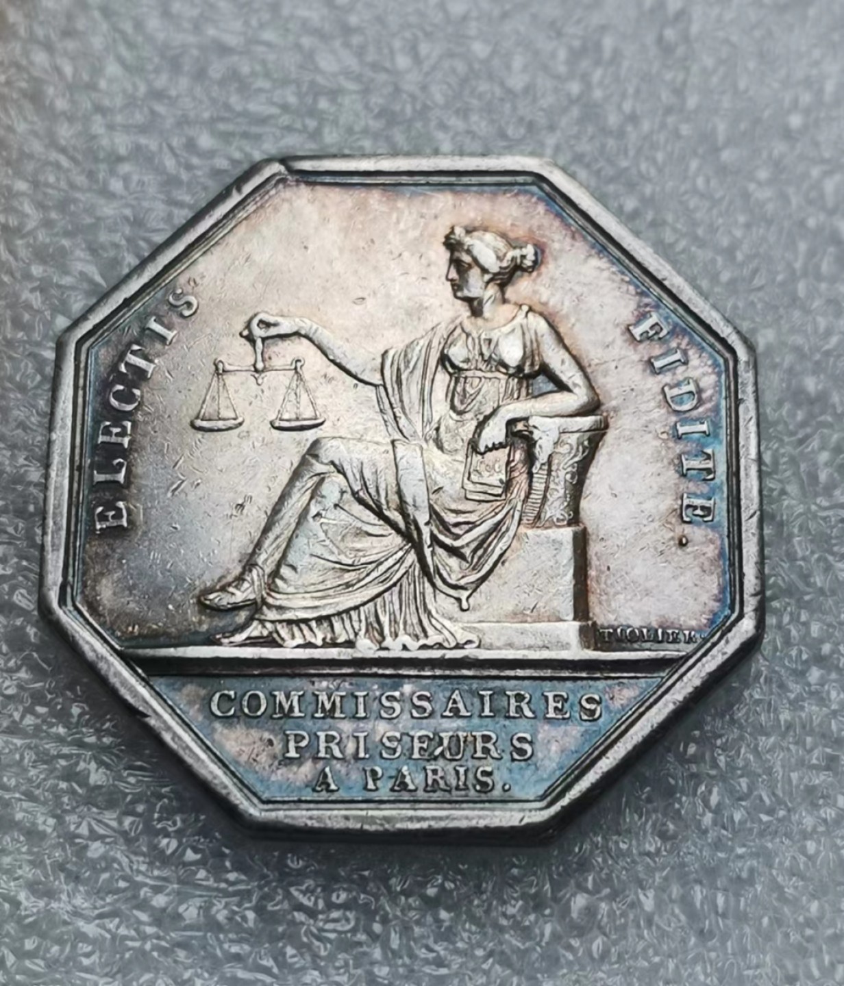 瓶子🏺JETON专场拍卖会 19世纪路易十八巴黎公证人JETON银质八角