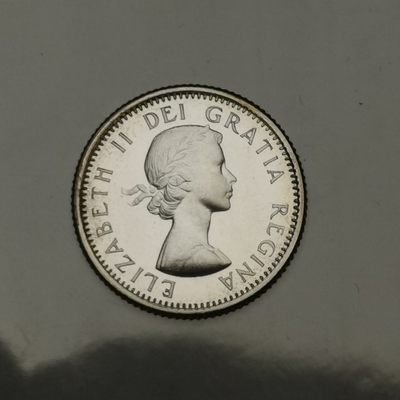 【RO.CL】第十六期 外国硬币 微拍 满3件非偏远包邮 - BU 加拿大 1963年 伊丽莎白二世 10分 银币 帆船 经典花冠肖像