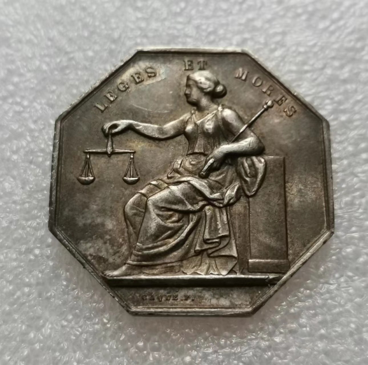 瓶子🏺JETON专场拍卖会 19世纪公正女神JETON银质八角