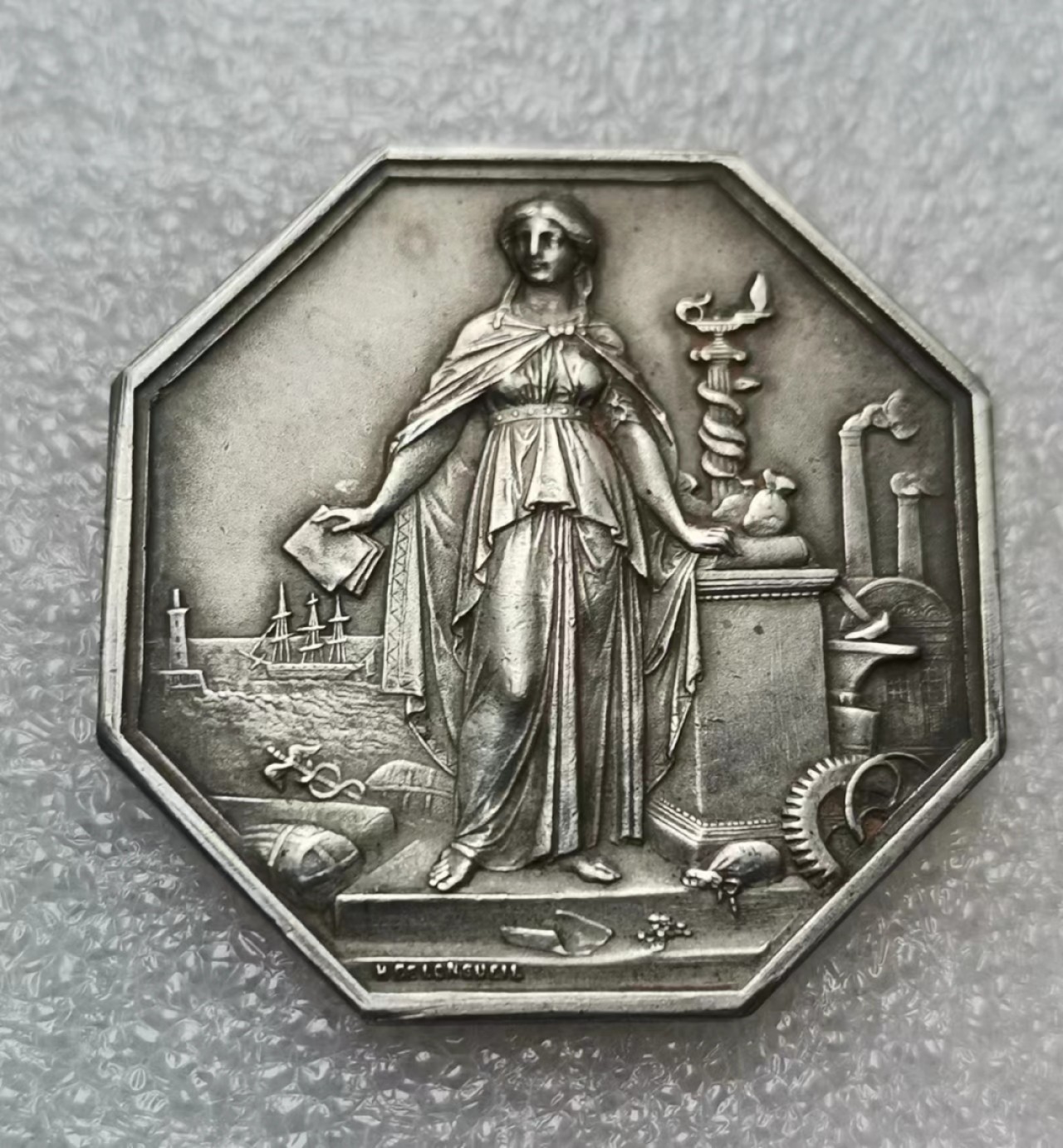 瓶子🏺JETON专场拍卖会 1859年法国工业女神JETON银质八角（签名版）