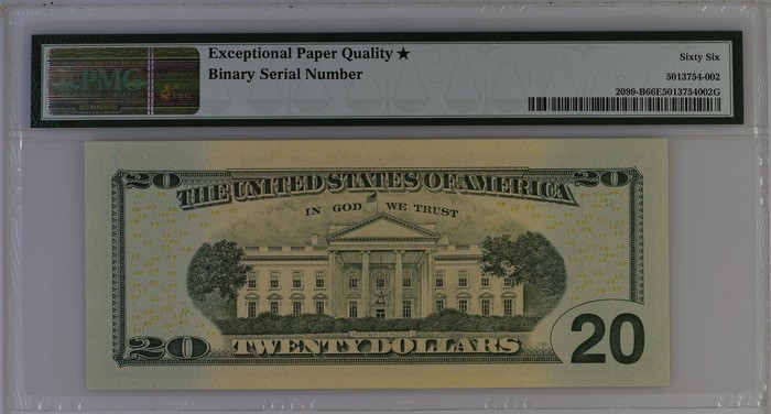 收藏联盟Quantum Auction 第180期拍卖 今晚七点开拍 美国2017年20元 PMG66* 二进制号 进全同 pmg认证备注 加星