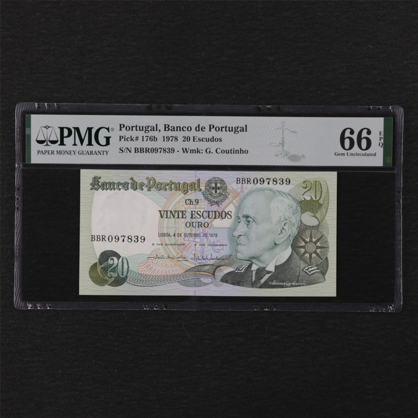 【亘邦集藏】第122期拍卖 1978年 葡萄牙20埃斯库多 PMG 66EPQ BBR097839