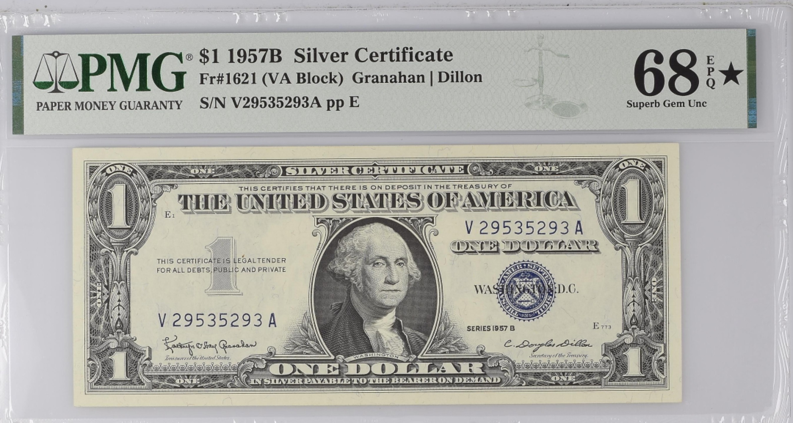 收藏联盟Quantum Auction 第180期拍卖 今晚七点开拍 美国1957年1美元 PMG68 加星 银币券 全程无47号码