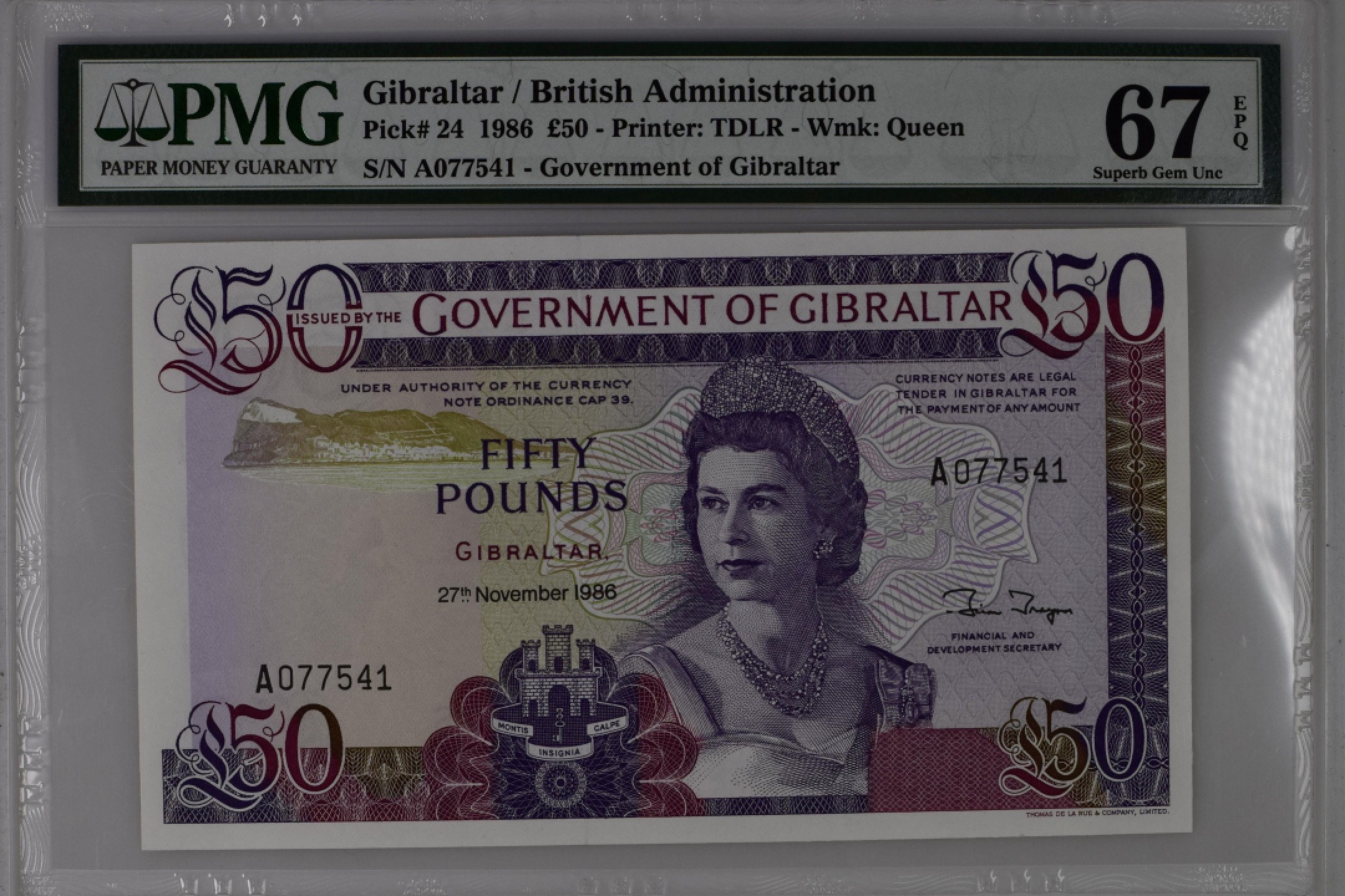 收藏联盟Quantum Auction 第180期拍卖 今晚七点开拍 直布罗陀1986年50镑的PMG67 A0冠 女王