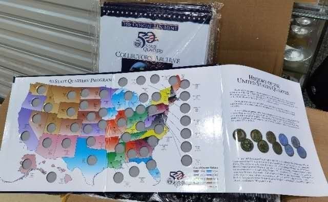 北京马甸外国钱币专卖微拍第八十一期，非贵金属流通币，纪念币专场，陆续上新，欢迎关注 美国50纪念币空册10本 ，中拍包邮