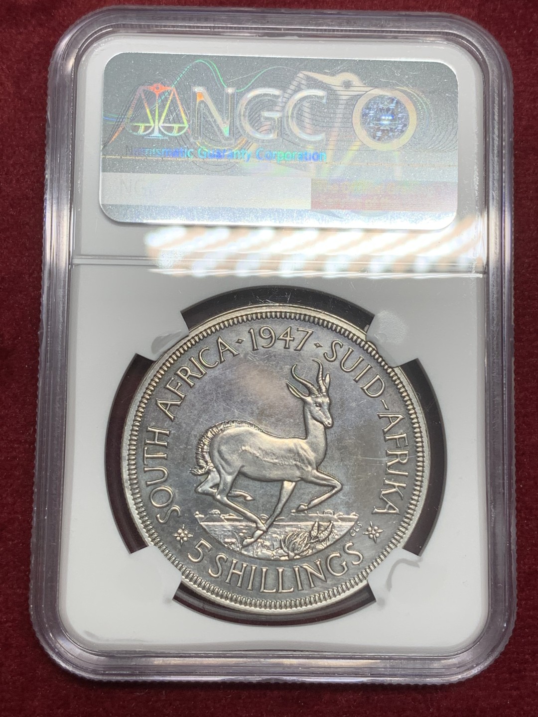 《竞宝斋》第79场-本周日，周一，周四3场拍卖（全场不限金额包邮） NGC-PROOF 南非 1947年 乔六 5先令大银币 精制币 这枚没给分真想不到