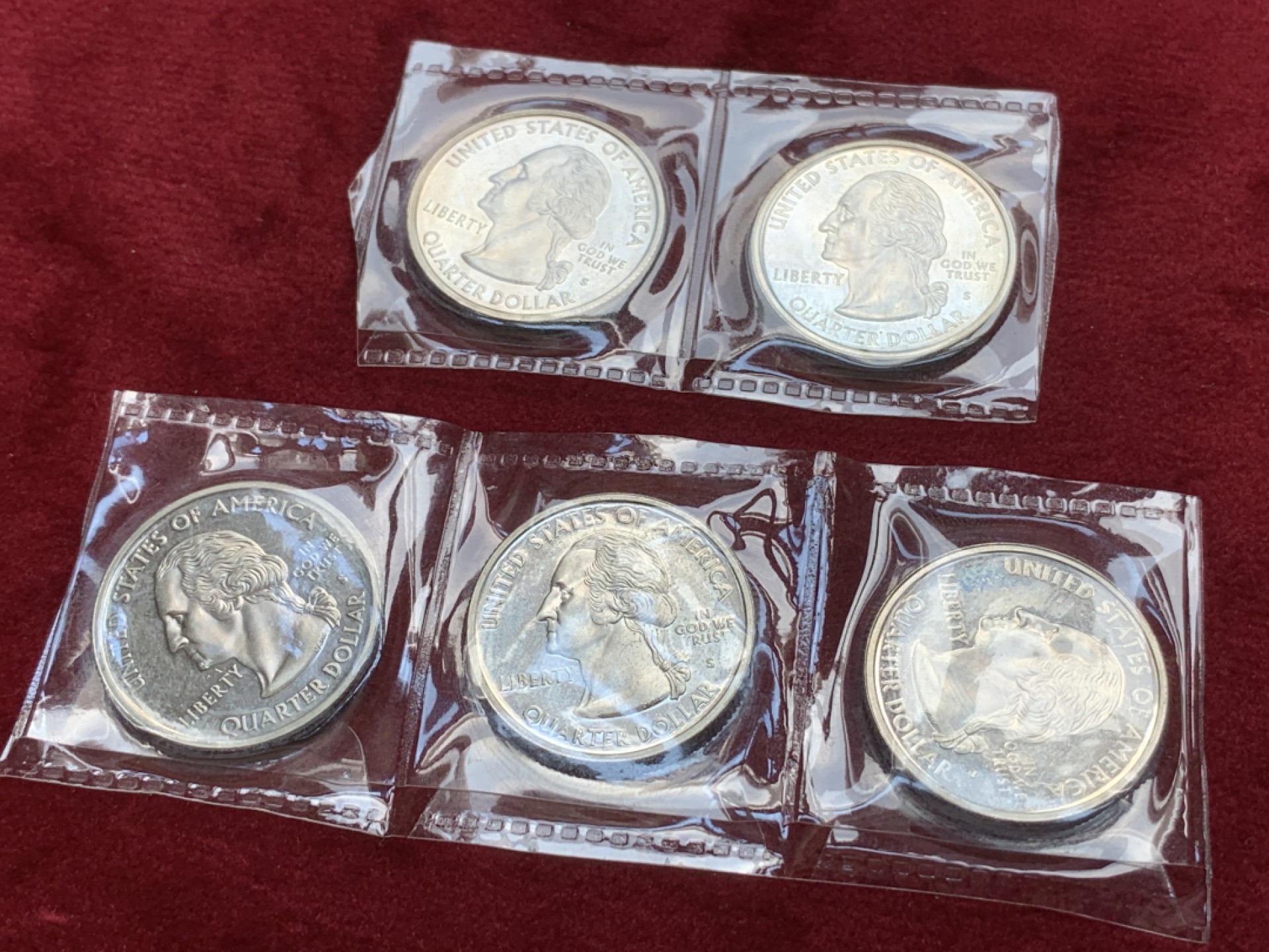 《竞宝斋》第79场-本周日，周一，周四3场拍卖（全场不限金额包邮） 美国 2000年 25美分 精制纪念币 5枚一组