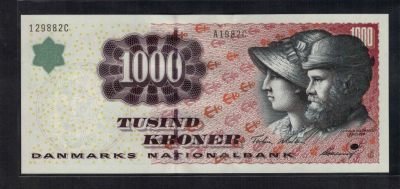 丹麦1000克朗 1998年 无47 欧洲纸币 实物图 UNC - 丹麦1000克朗 1998年 无47 欧洲纸币 实物图 UNC