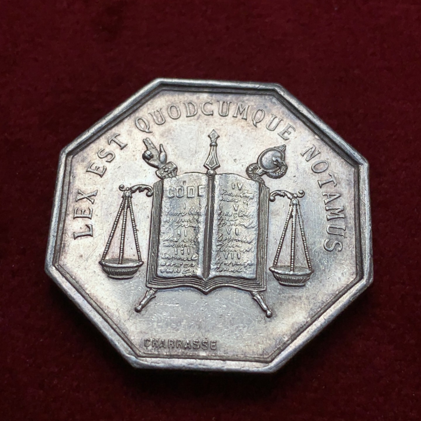 《竞宝斋》第79场-本周日，周一，周四3场拍卖（全场不限金额包邮） 法国 19世纪 里昂公证处 JETON银质八角