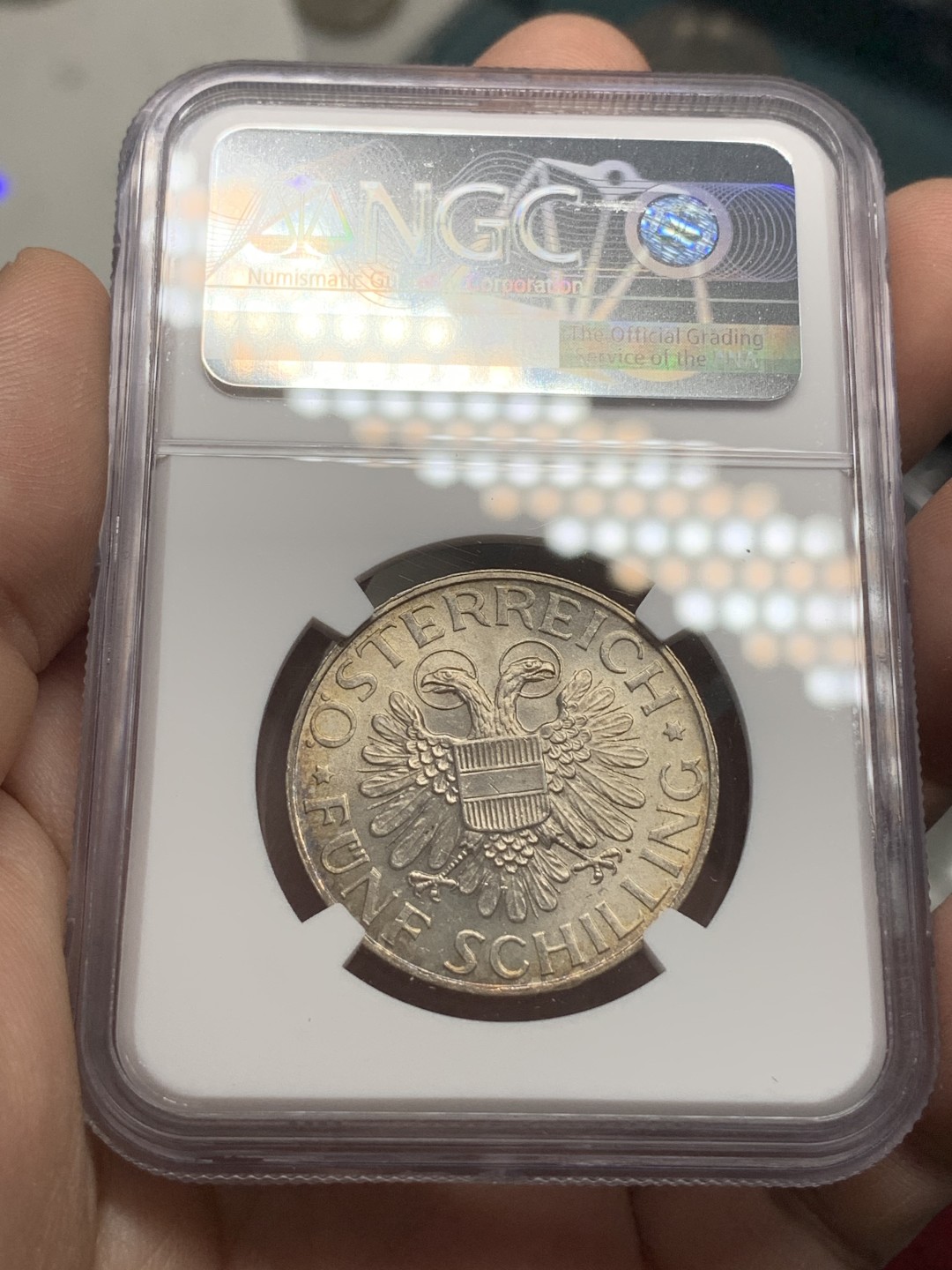 《竞宝斋》第79场-本周日，周一，周四3场拍卖（全场不限金额包邮） NGC-MS63 奥地利 1935年 圣母抱婴 5先令大银币 好品带彩 非常漂亮