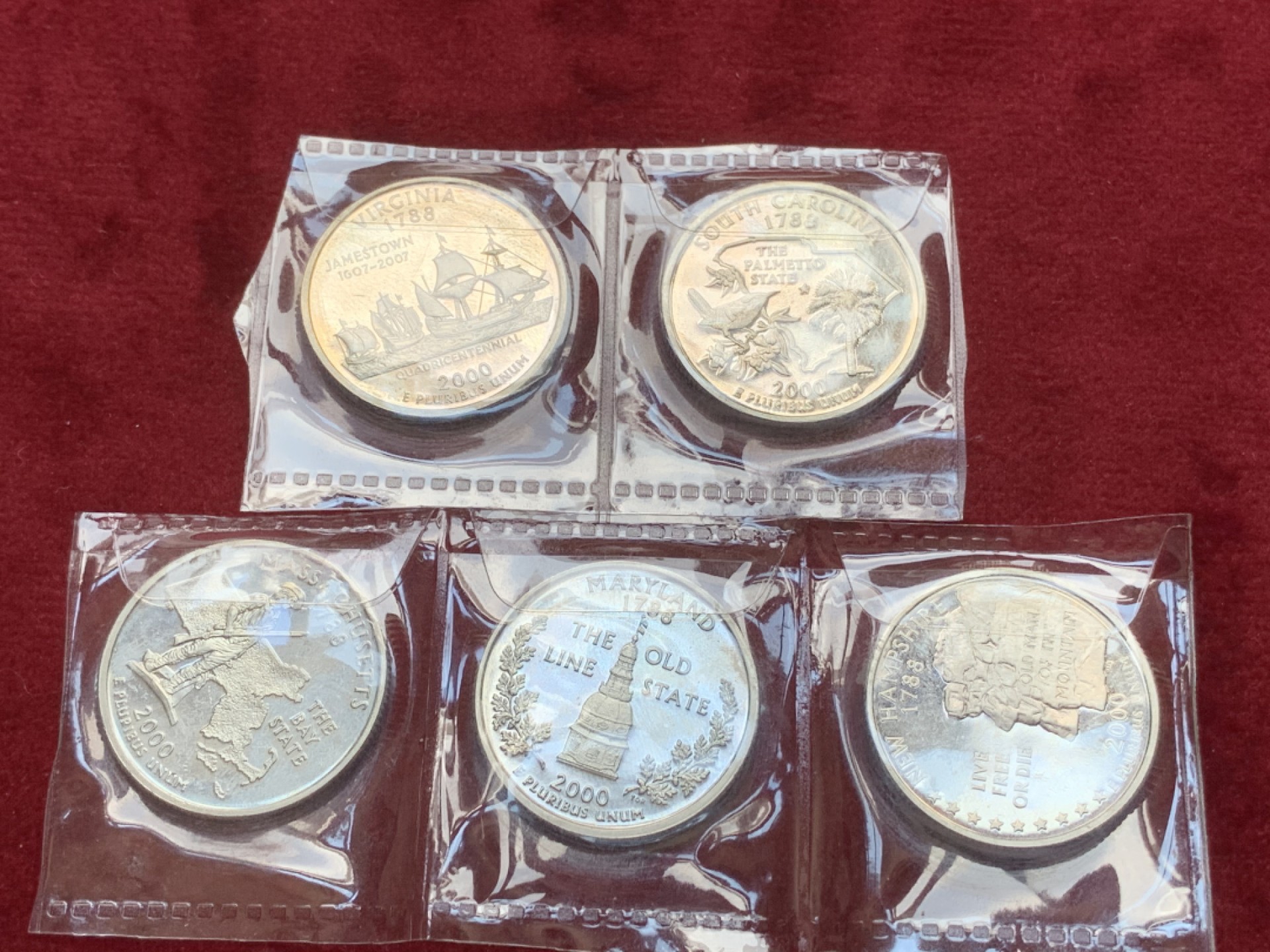 《竞宝斋》第79场-本周日，周一，周四3场拍卖（全场不限金额包邮） 美国 2000年 25美分 精制纪念币 5枚一组