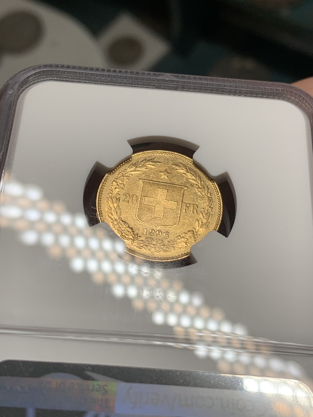 《竞宝斋》第79场-本周日，周一，周四3场拍卖（全场不限金额包邮） NGC-MS62 瑞士 1896年 早期自由女神头像 20法郎金币 早期高分 稀少