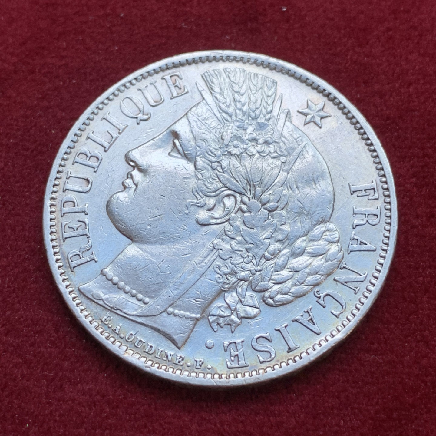 《竞宝斋》第79场-本周日，周一，周四3场拍卖（全场不限金额包邮） 法国1870年 谷物女神 5法郎 大银币 较少年份 细节清晰