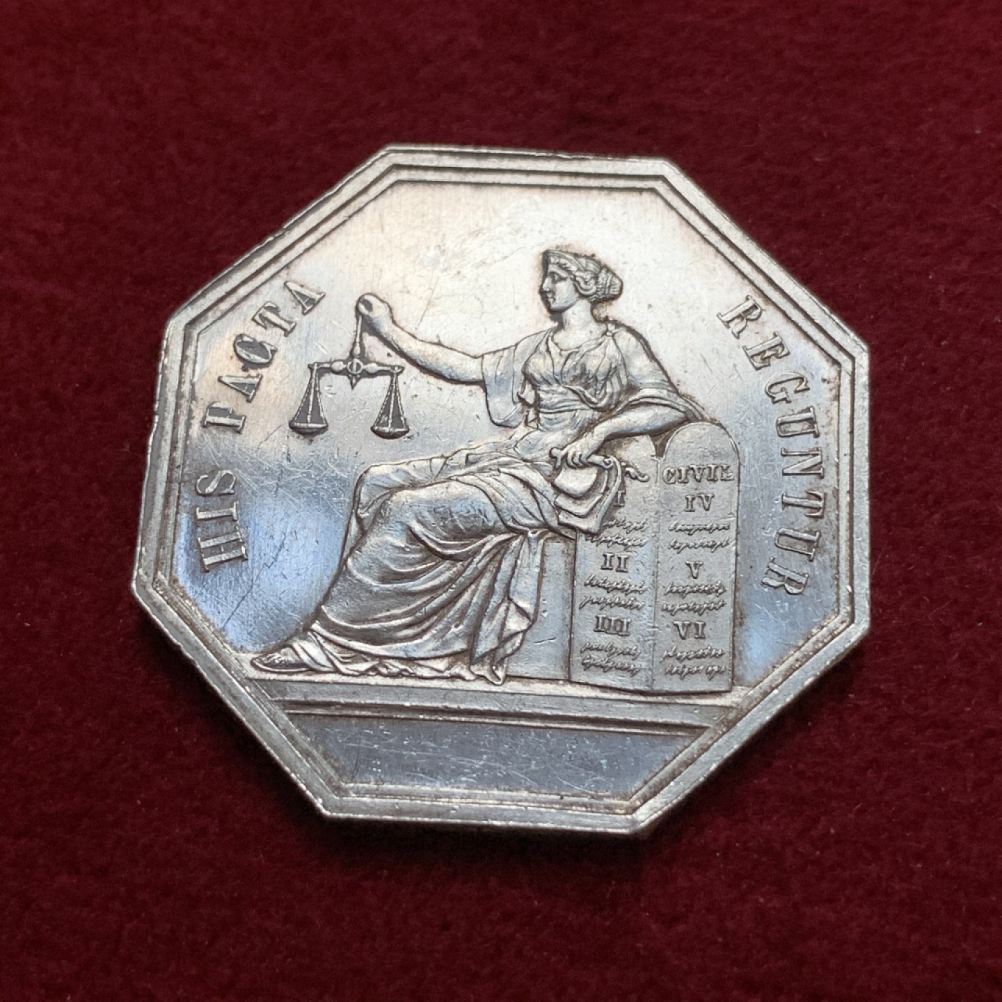 《竞宝斋》第79场-本周日，周一，周四3场拍卖（全场不限金额包邮） 法国 塞纳天平女神 JETON银质八角