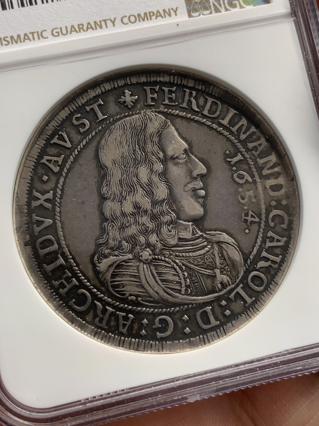 《竞宝斋》第79场-本周日，周一，周四3场拍卖（全场不限金额包邮） NGC-XF45 奥地利1654年 斐迪南卡尔 哈尔厂 大泰勒银币 传世老包浆 一流的味道