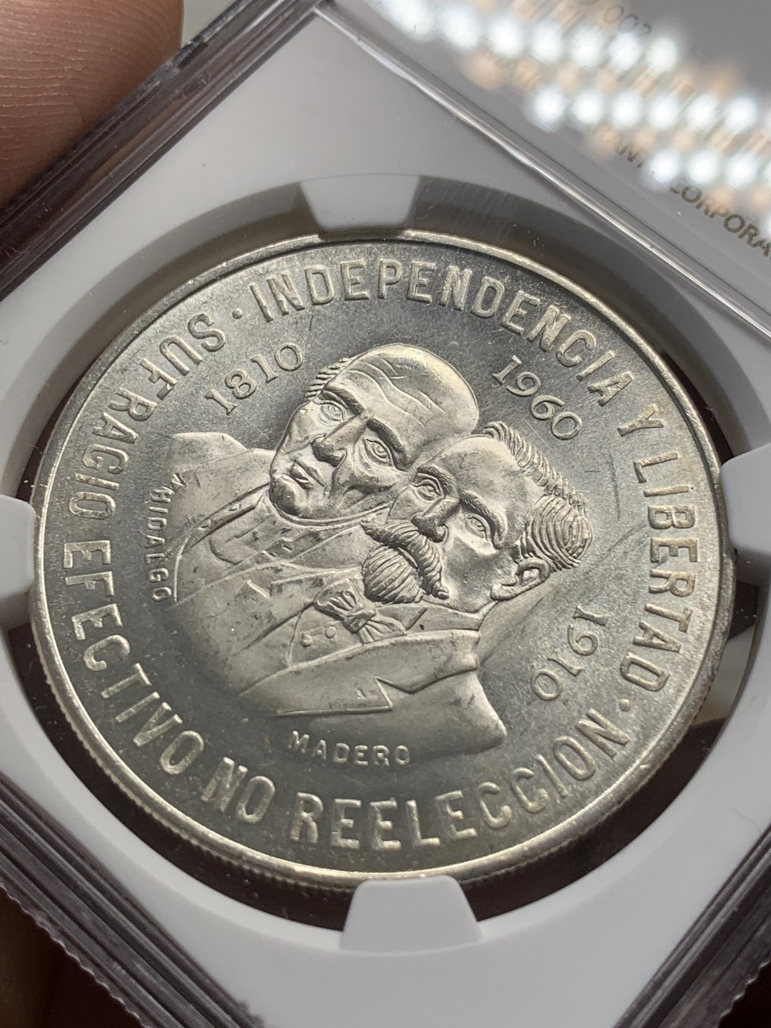 《竞宝斋》第79场-本周日，周一，周四3场拍卖（全场不限金额包邮） NGC-MS64 墨西哥 1960年 百年独立纪念 10比索大银币 爆光状态 顶呱呱