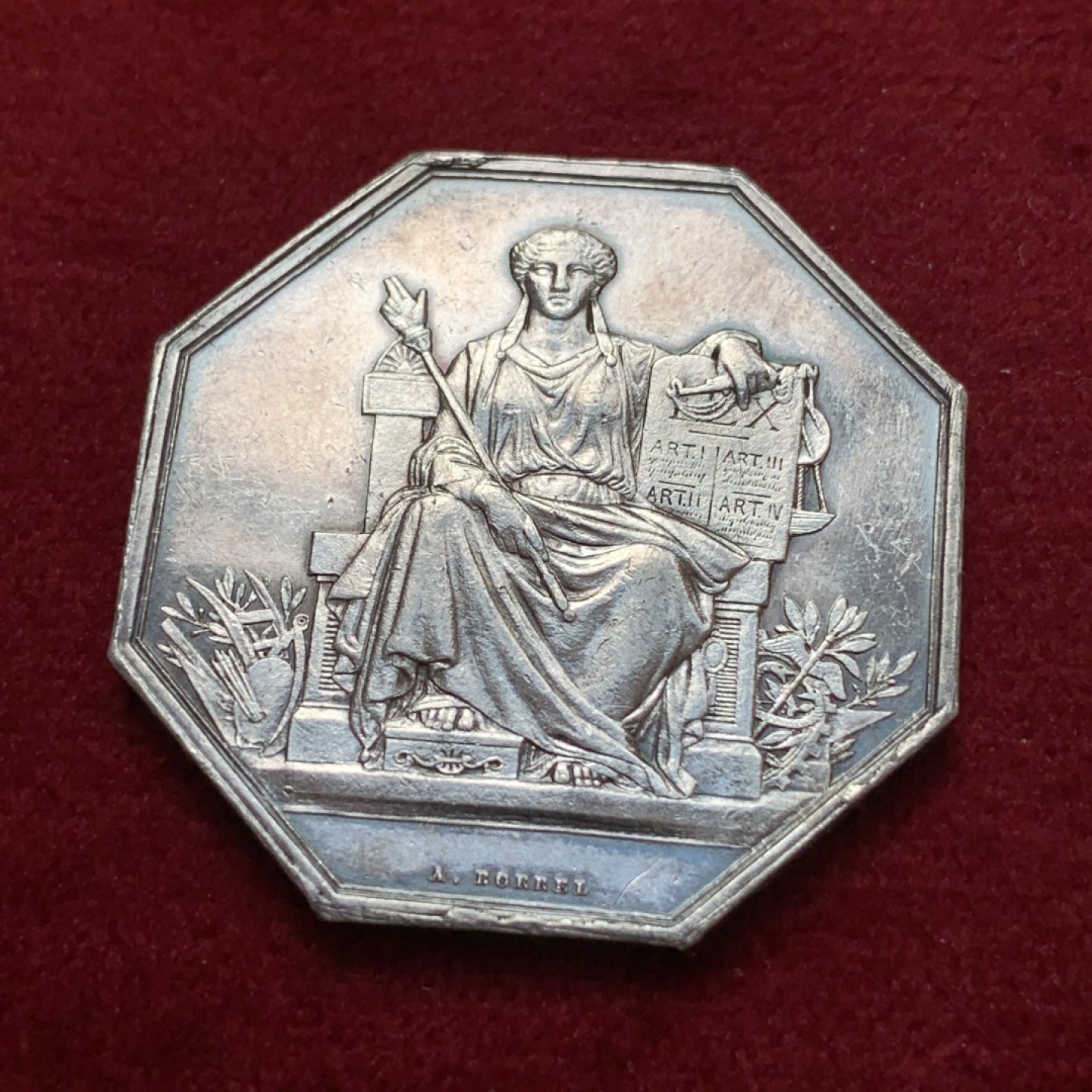 《竞宝斋》第79场-本周日，周一，周四3场拍卖（全场不限金额包邮） 法国 19世纪 巴黎公证人女神 JETON银质八角