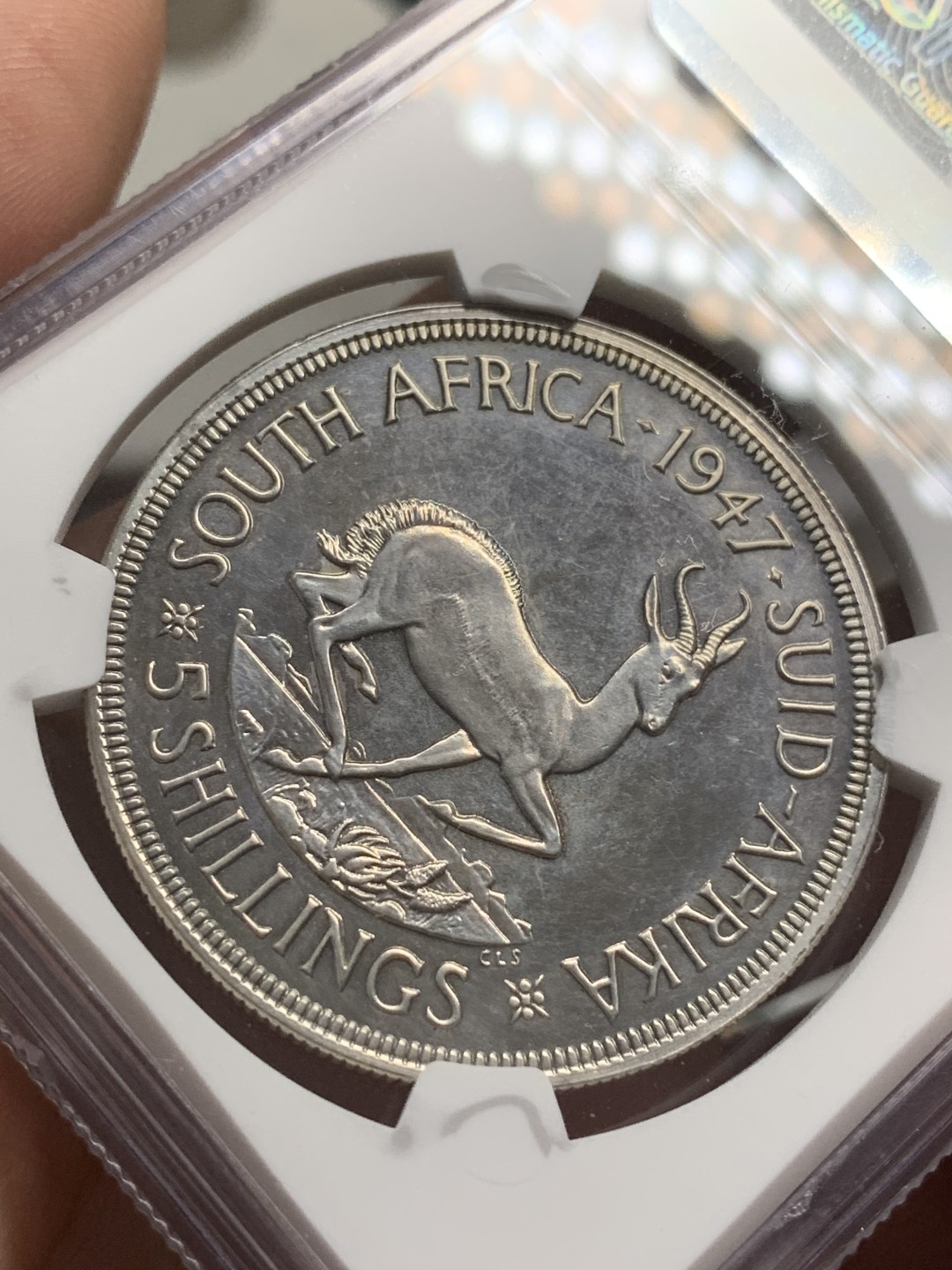 《竞宝斋》第79场-本周日，周一，周四3场拍卖（全场不限金额包邮） NGC-PROOF 南非 1947年 乔六 5先令大银币 精制币 这枚没给分真想不到