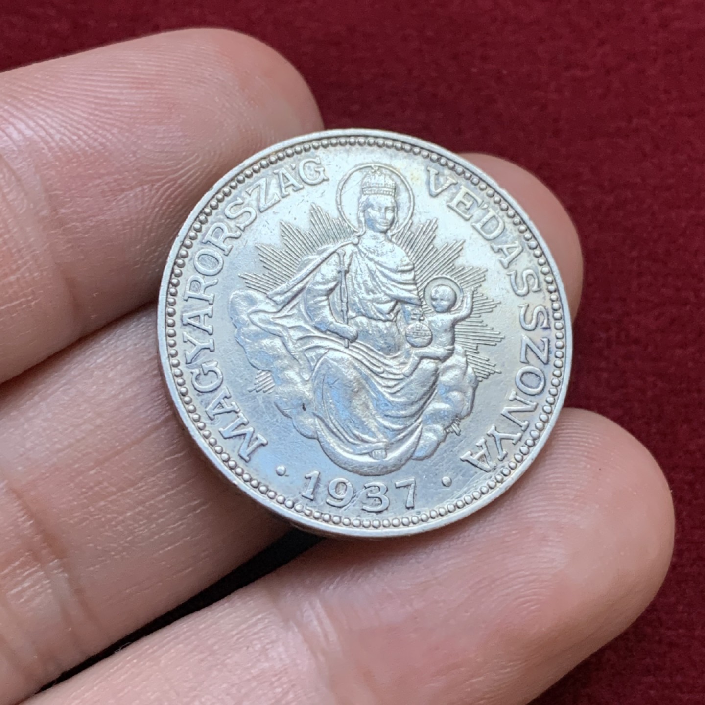 《竞宝斋》第79场-本周日，周一，周四3场拍卖（全场不限金额包邮） 匈牙利 1937年 圣母抱婴 2潘果 银币