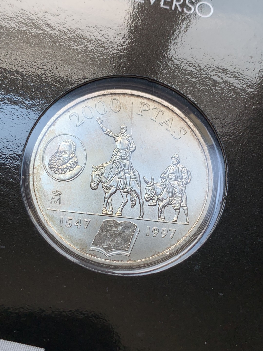 《竞宝斋》第79场-本周日，周一，周四3场拍卖（全场不限金额包邮） 卡装 西班牙1997年 唐吉歌德 2000比塞塔 大银币  