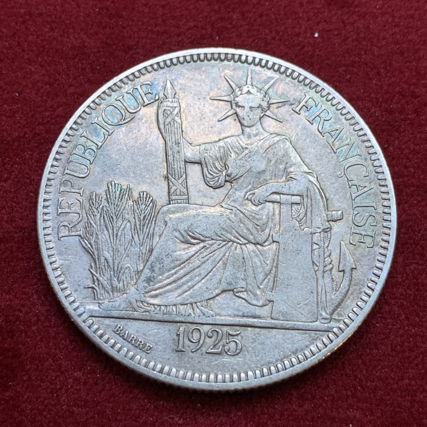 《竞宝斋》第79场-本周日，周一，周四3场拍卖（全场不限金额包邮） 法属印度支那1925年 坐洋1元 大银币 稀少年份 老包浆