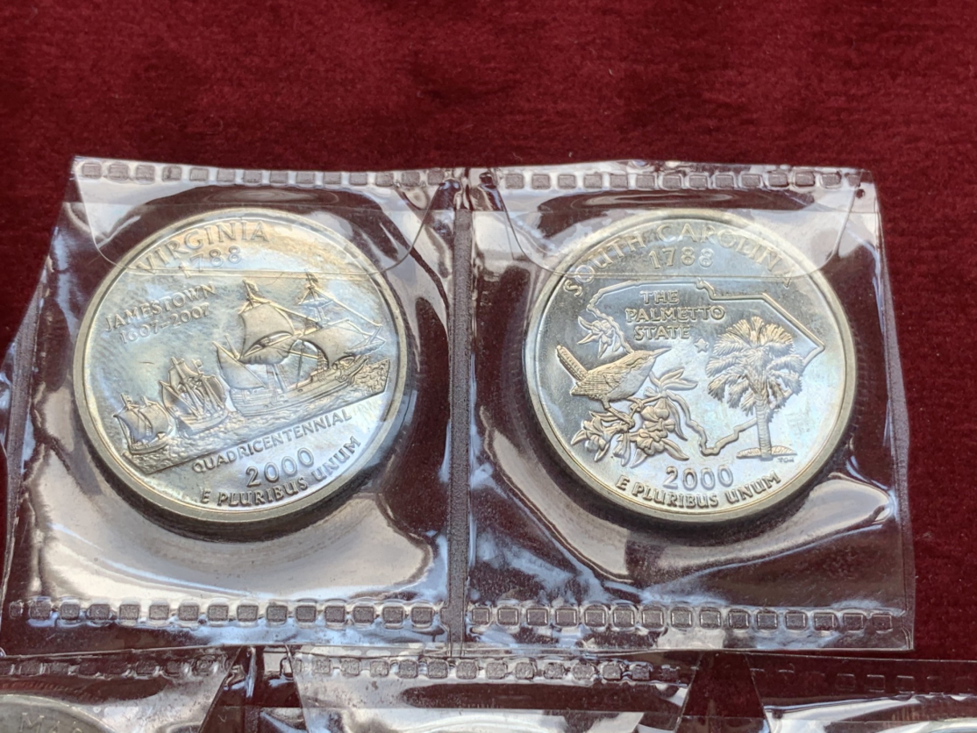 《竞宝斋》第79场-本周日，周一，周四3场拍卖（全场不限金额包邮） 美国 2000年 25美分 精制纪念币 5枚一组