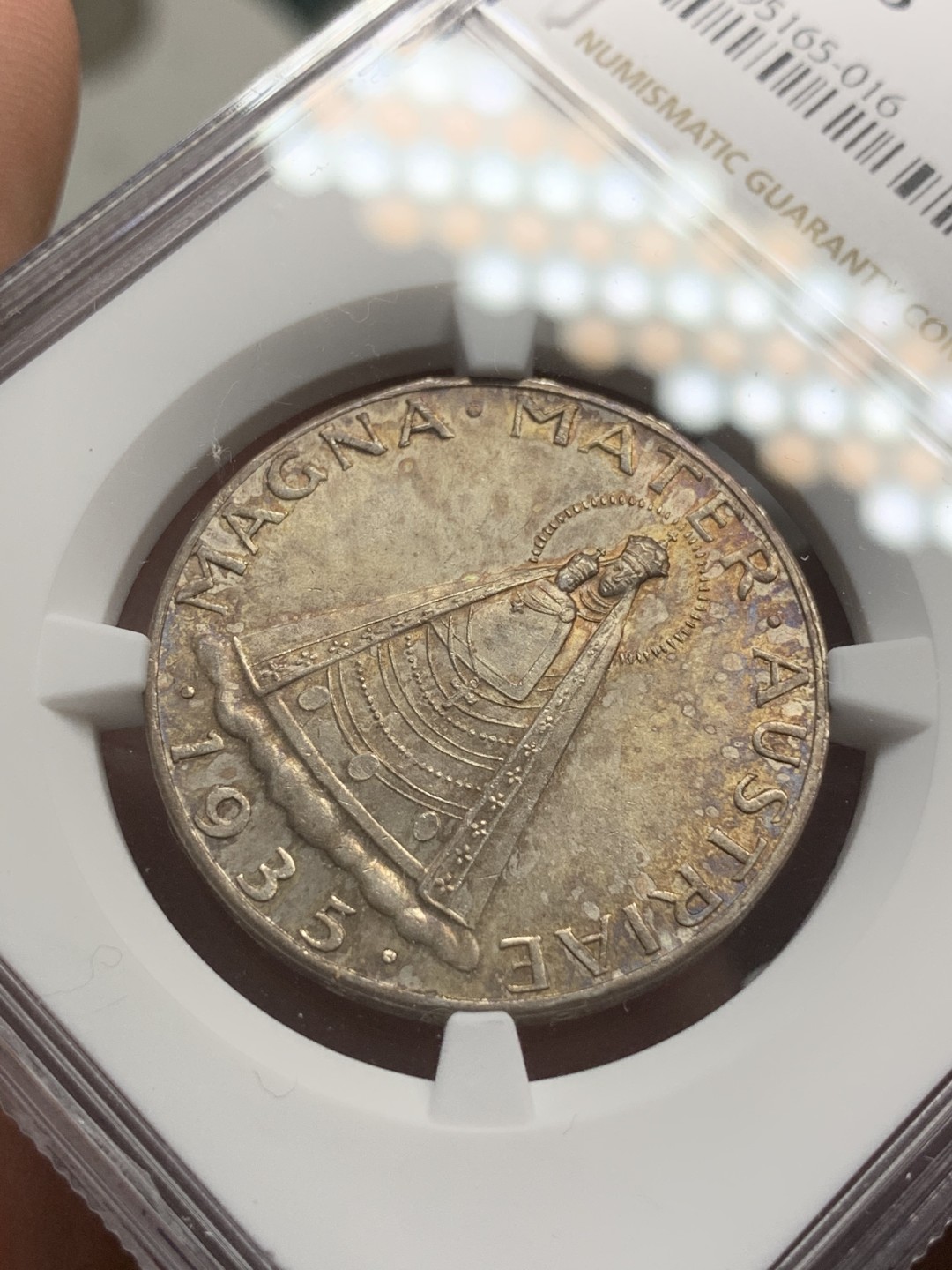 《竞宝斋》第79场-本周日，周一，周四3场拍卖（全场不限金额包邮） NGC-MS63 奥地利 1935年 圣母抱婴 5先令大银币 好品带彩 非常漂亮