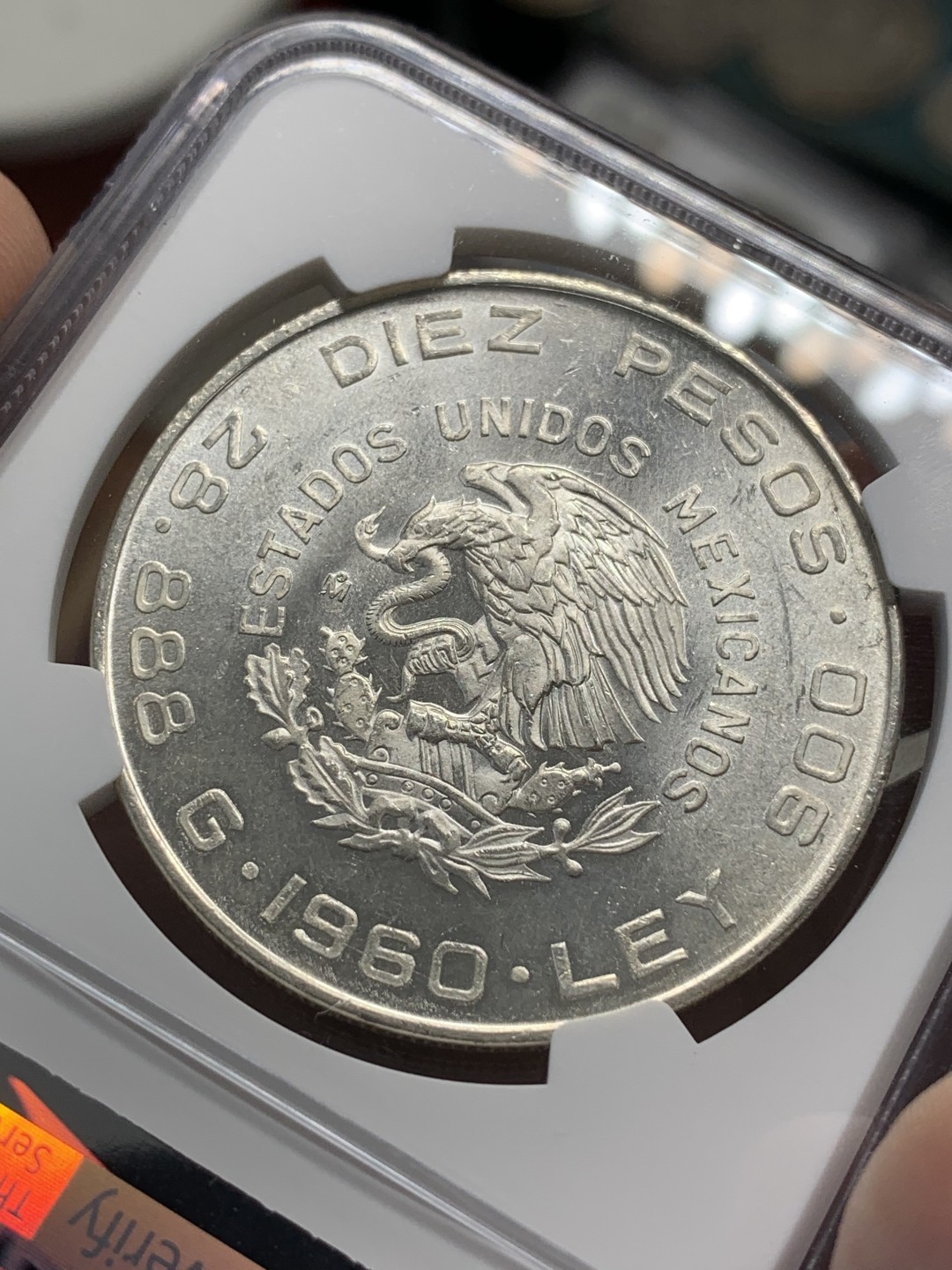 《竞宝斋》第79场-本周日，周一，周四3场拍卖（全场不限金额包邮） NGC-MS64 墨西哥 1960年 百年独立纪念 10比索大银币 爆光状态 顶呱呱