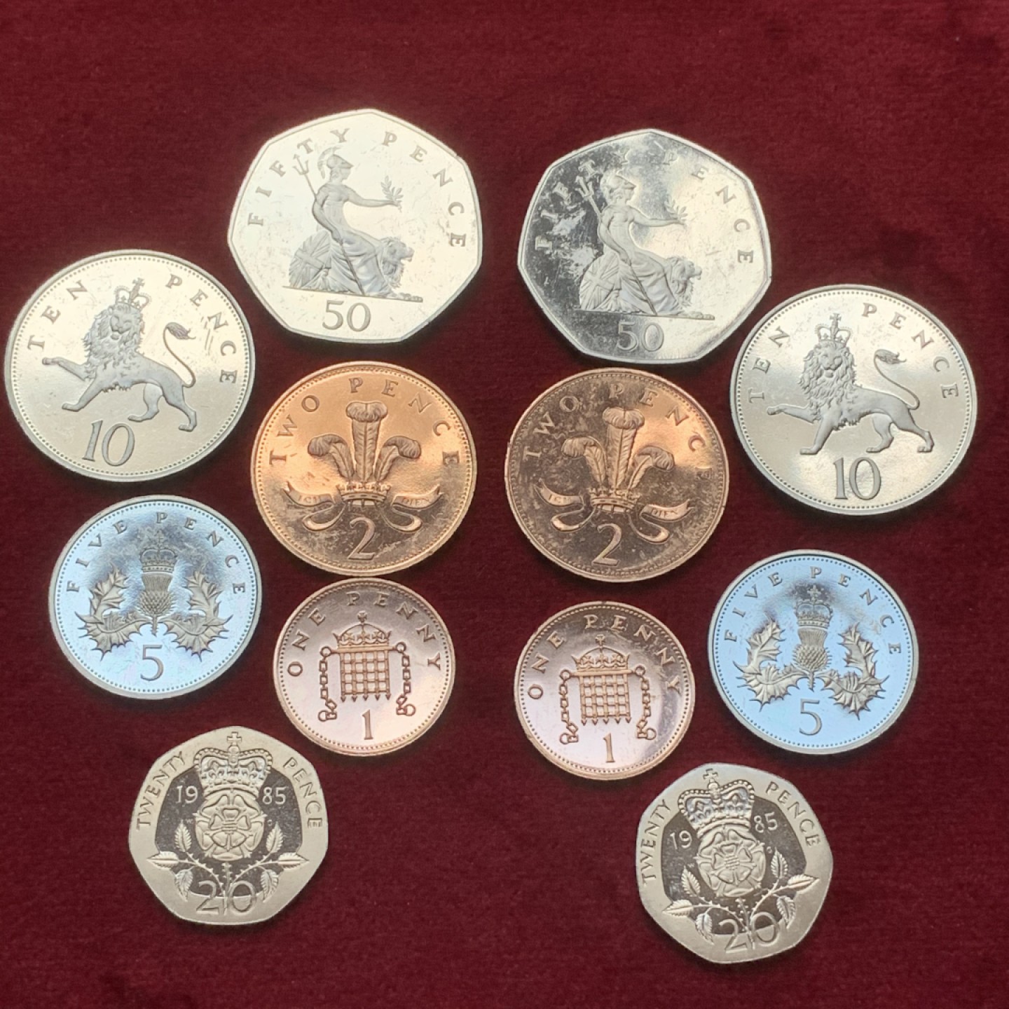 《竞宝斋》第79场-本周日，周一，周四3场拍卖（全场不限金额包邮） 2组一起 英国 1985年 精制币 6枚一组  2组