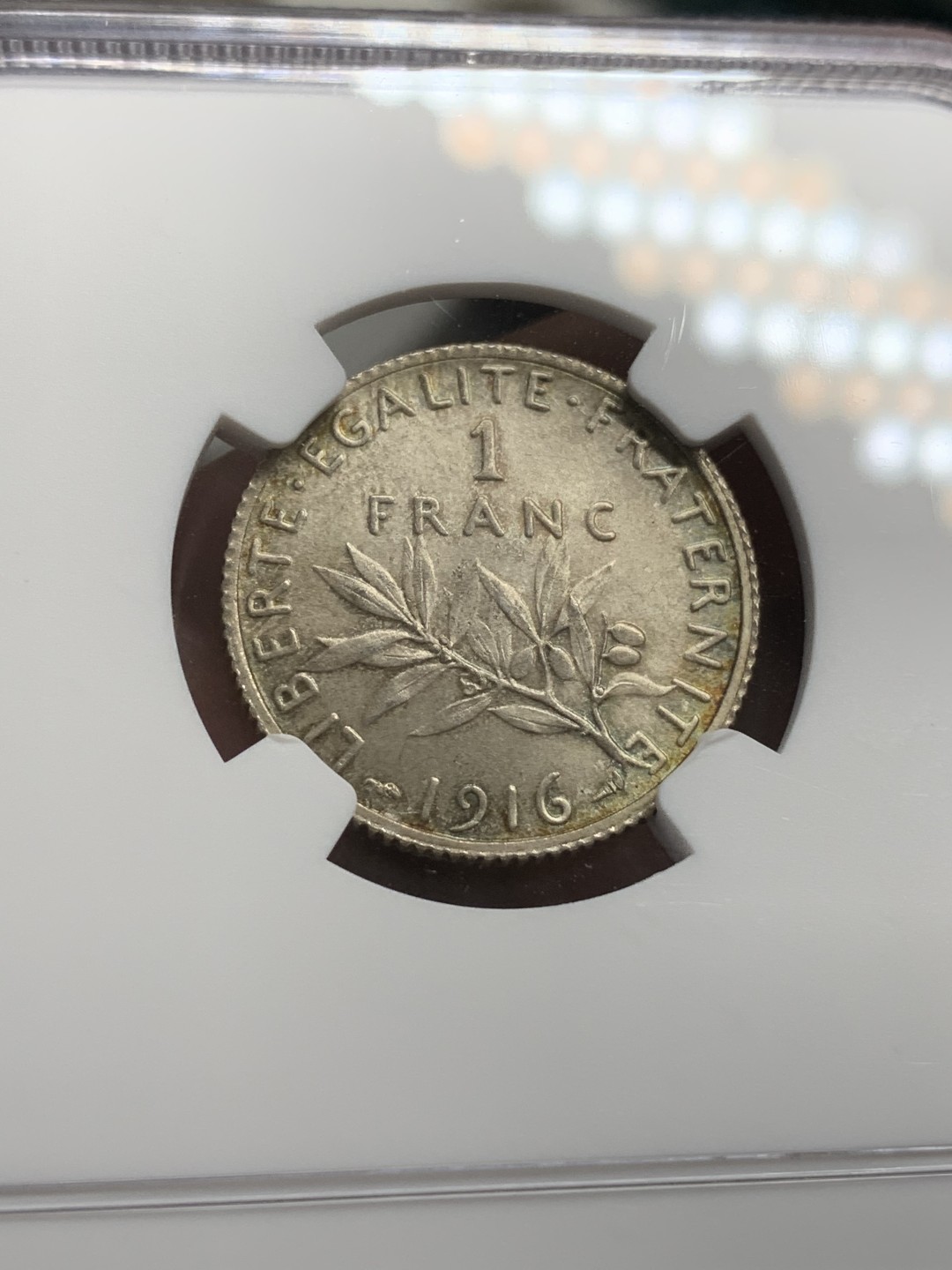 《竞宝斋》第79场-本周日，周一，周四3场拍卖（全场不限金额包邮） NGC-MS63 法国1916年 播种女神 1法郎银币 带彩好品