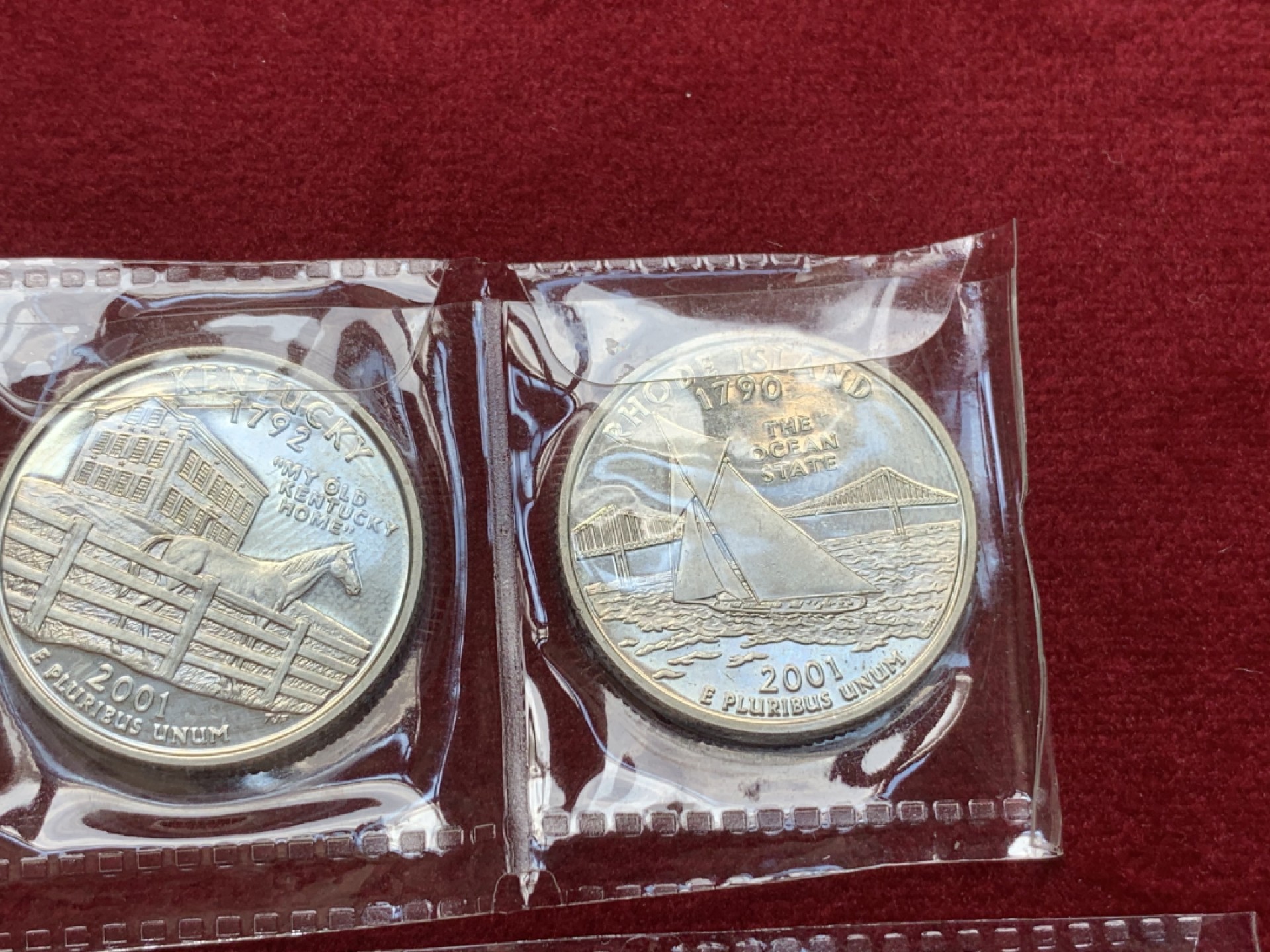 《竞宝斋》第79场-本周日，周一，周四3场拍卖（全场不限金额包邮） 美国 2001年 25美分 精制纪念币 5枚一组